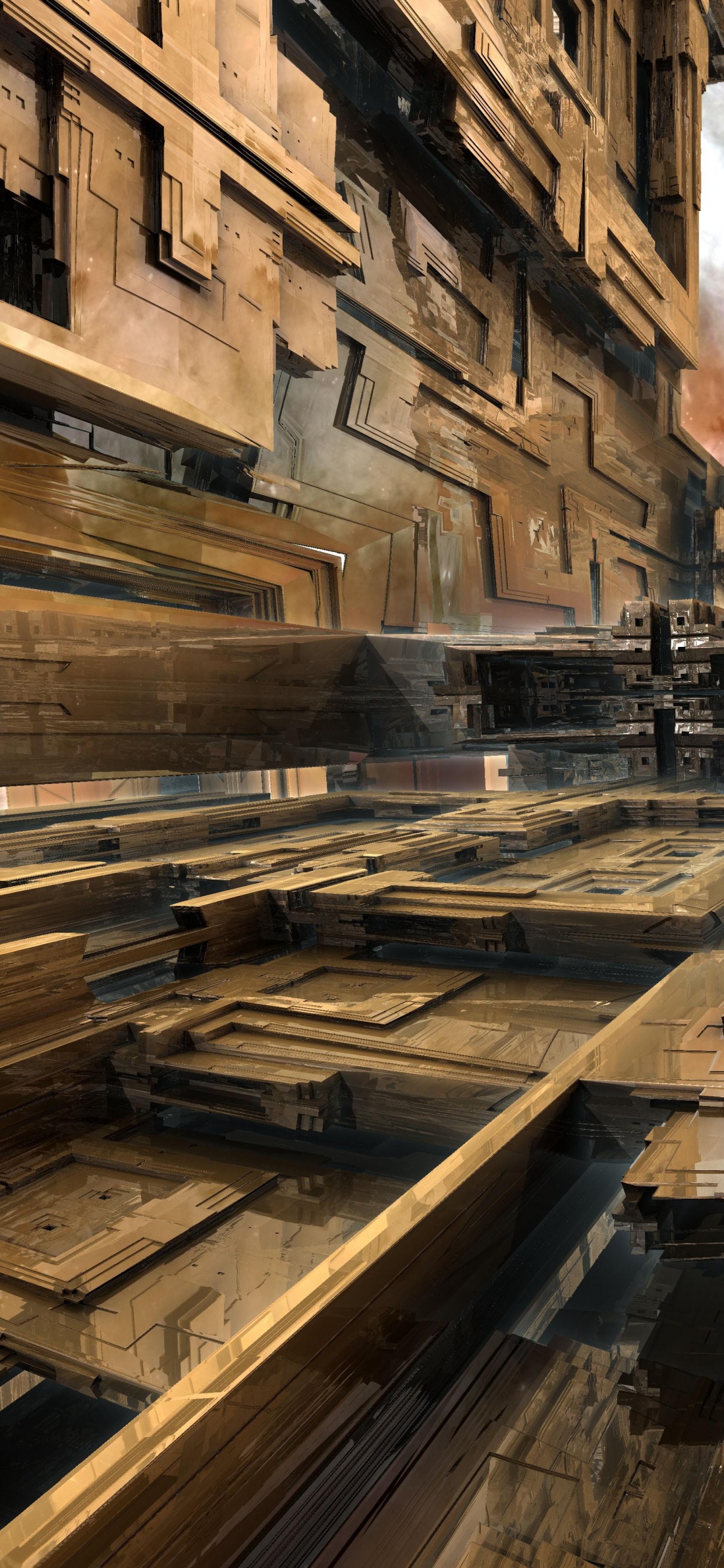 Обои древесина, здание, окно, трек, город в разрешении 1242x2688