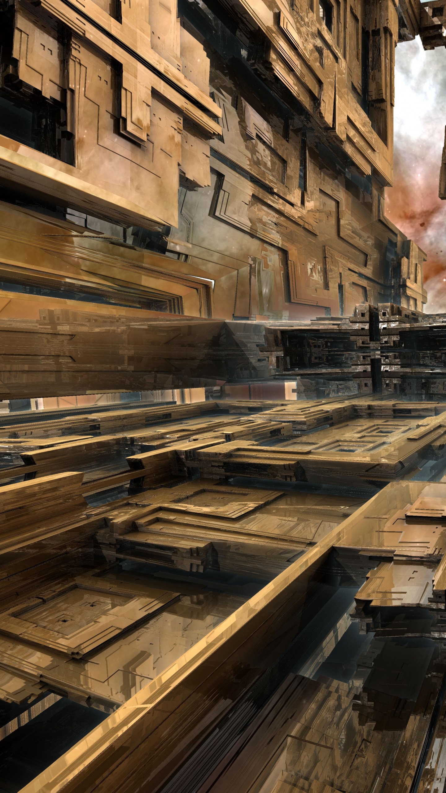 Обои древесина, здание, окно, трек, город в разрешении 1440x2560