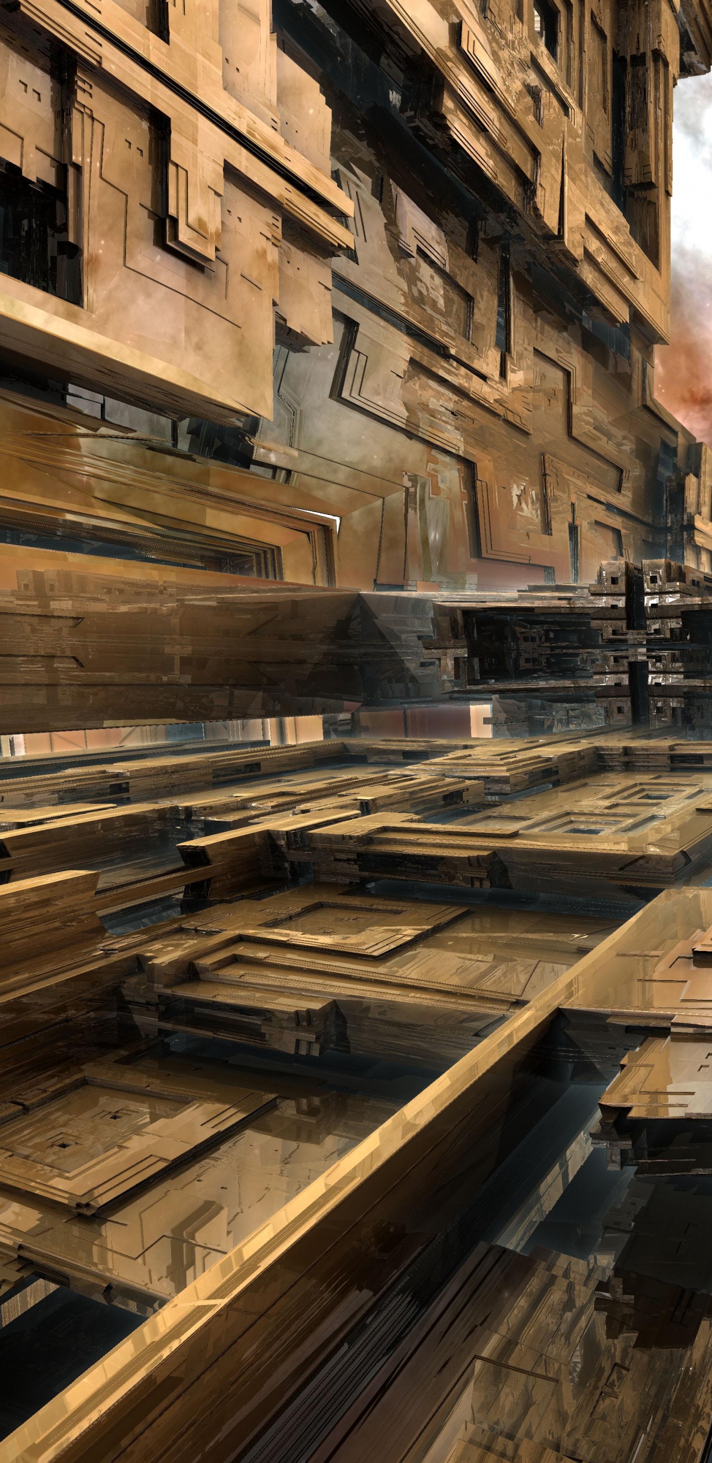 Обои древесина, здание, окно, трек, город в разрешении 1440x2960