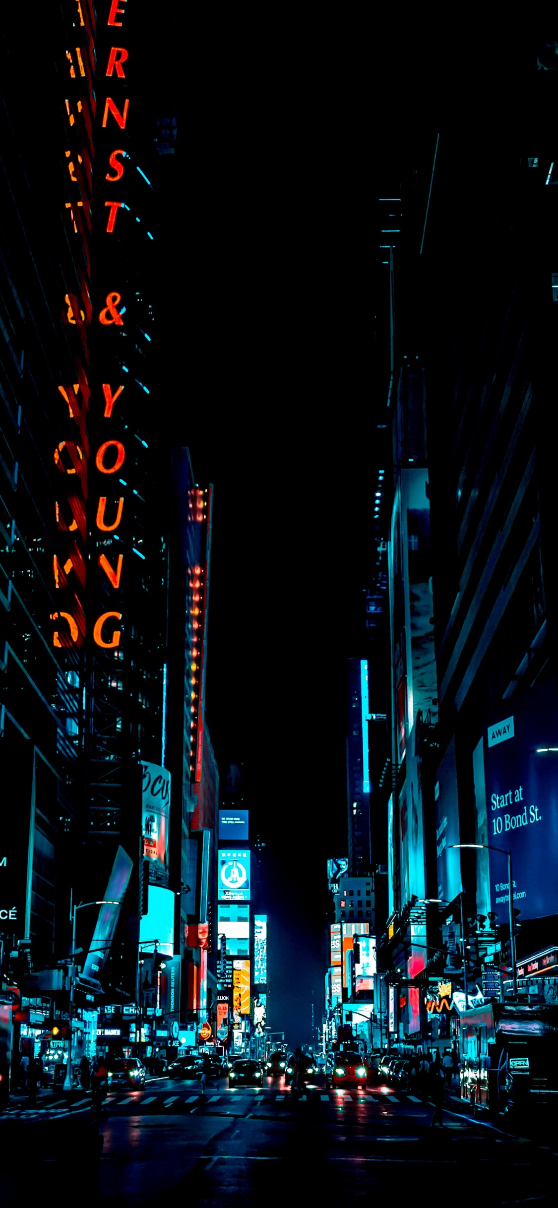 Обои НьюЙорк, городской пейзаж, здание, небоскреб, свет в разрешении 1125x2436