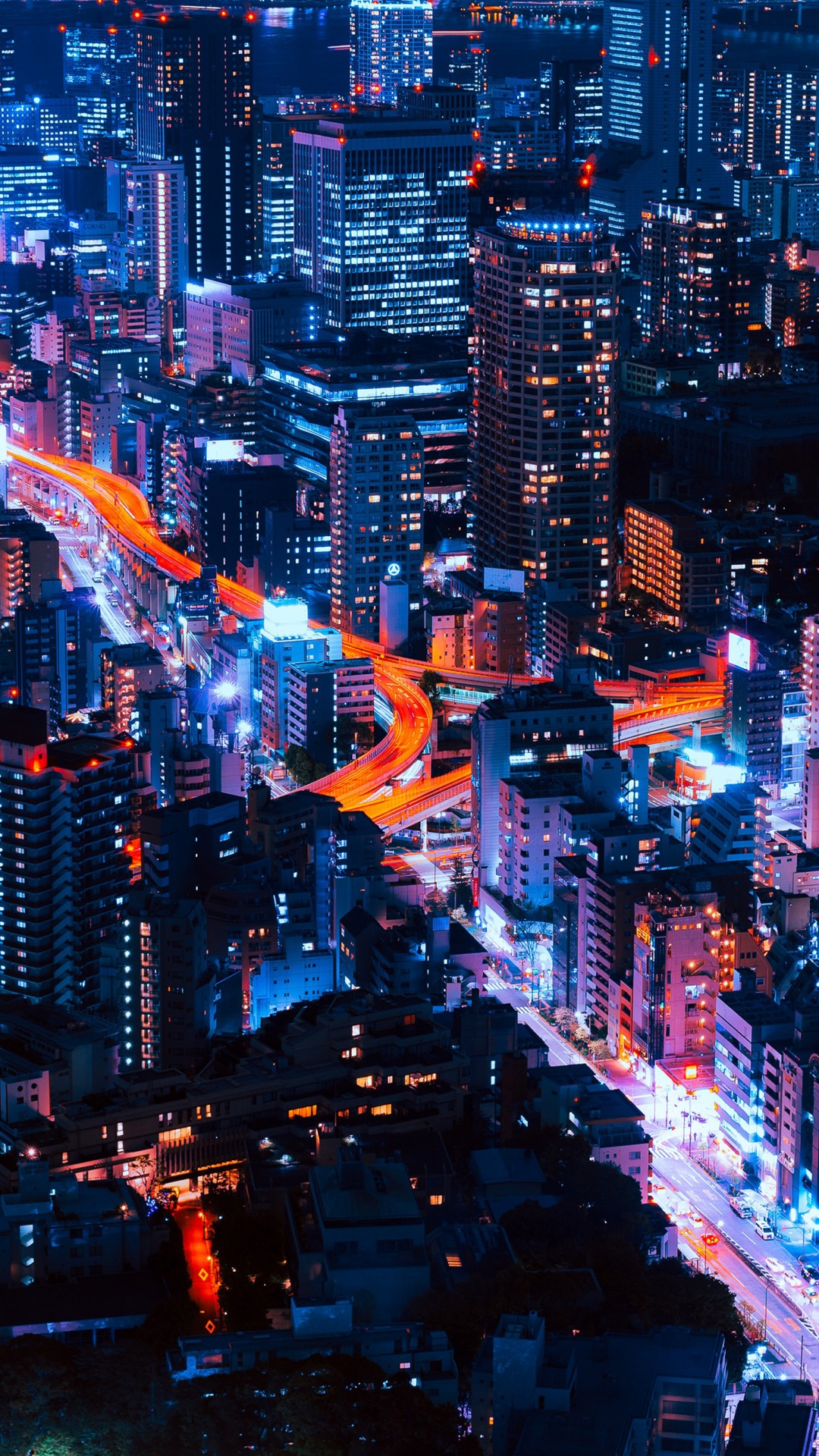 Обои ночь, городской пейзаж, метрополия, городской район, город в разрешении 1080x1920