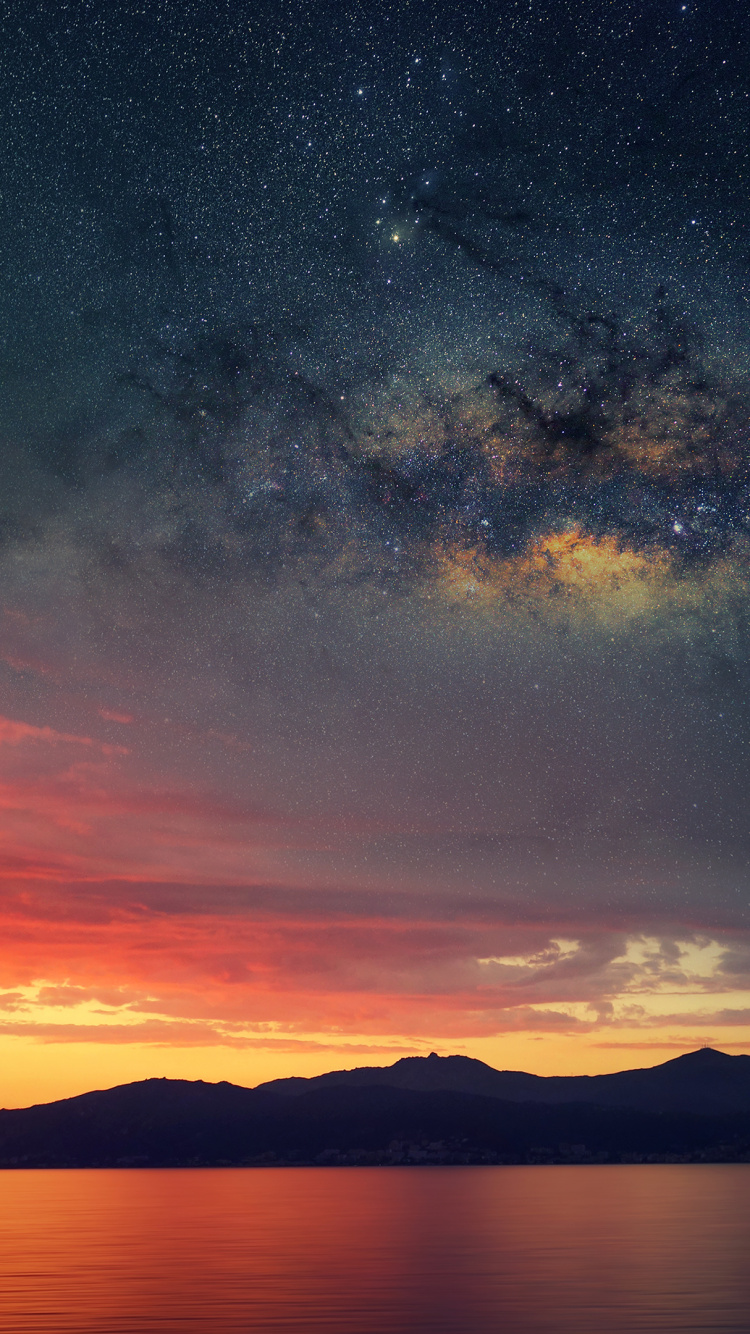 Обои послесвечение, горизонт, облако, природа, закат в разрешении 750x1334