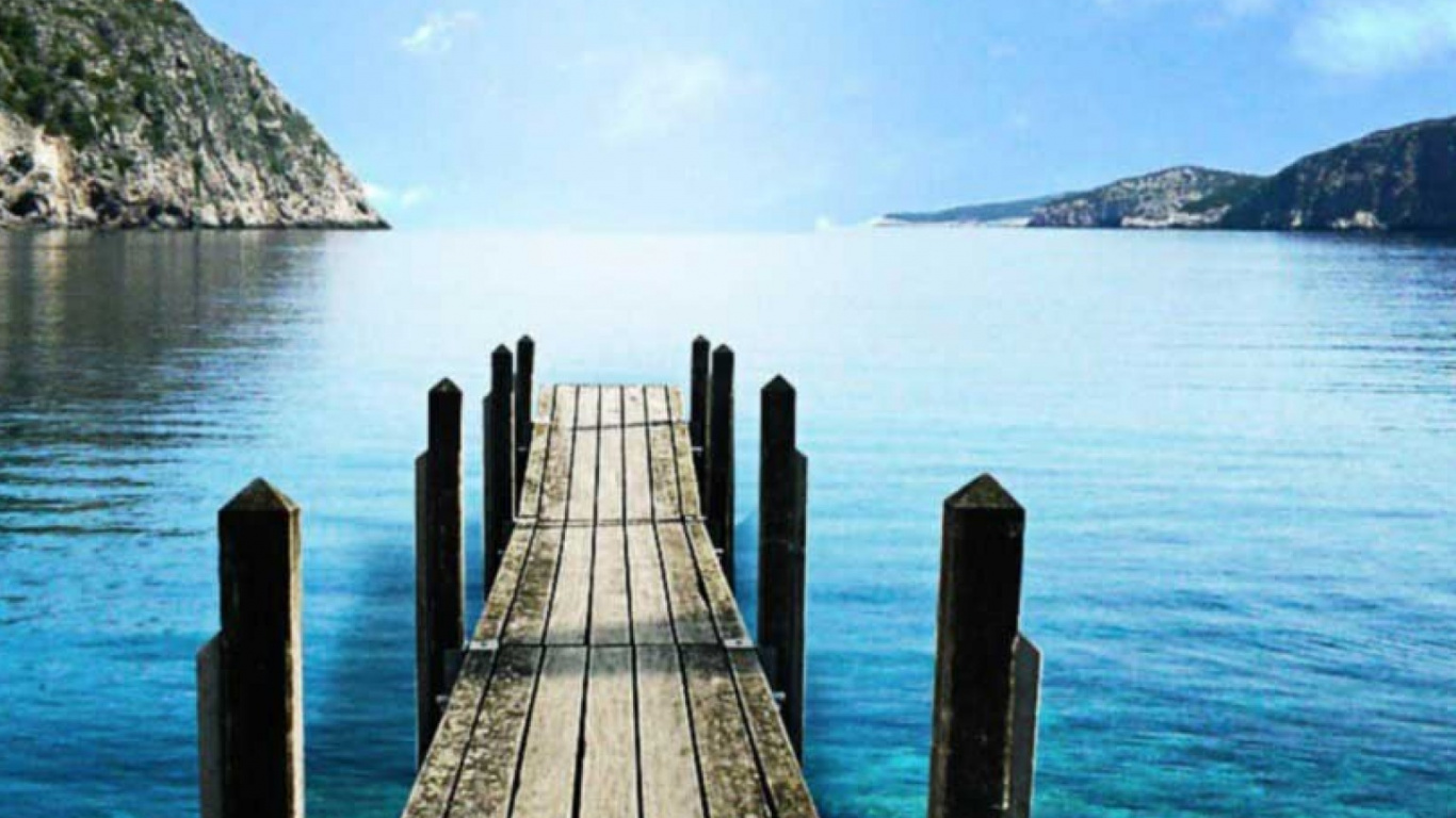 Обои море, звук, спокойный, небо, док в разрешении 1366x768