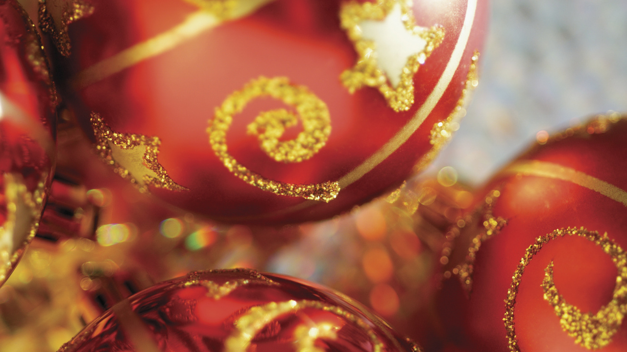 Обои Новый год, праздник, Рождественский день, рождественский орнамент, Рождественские украшения в разрешении 1280x720