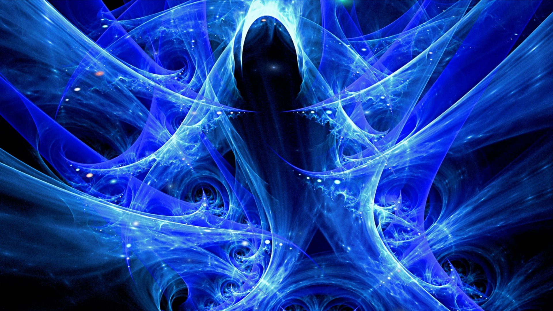 Обои синий, фрактальное искусство, электрик, графика, космос в разрешении 1920x1080