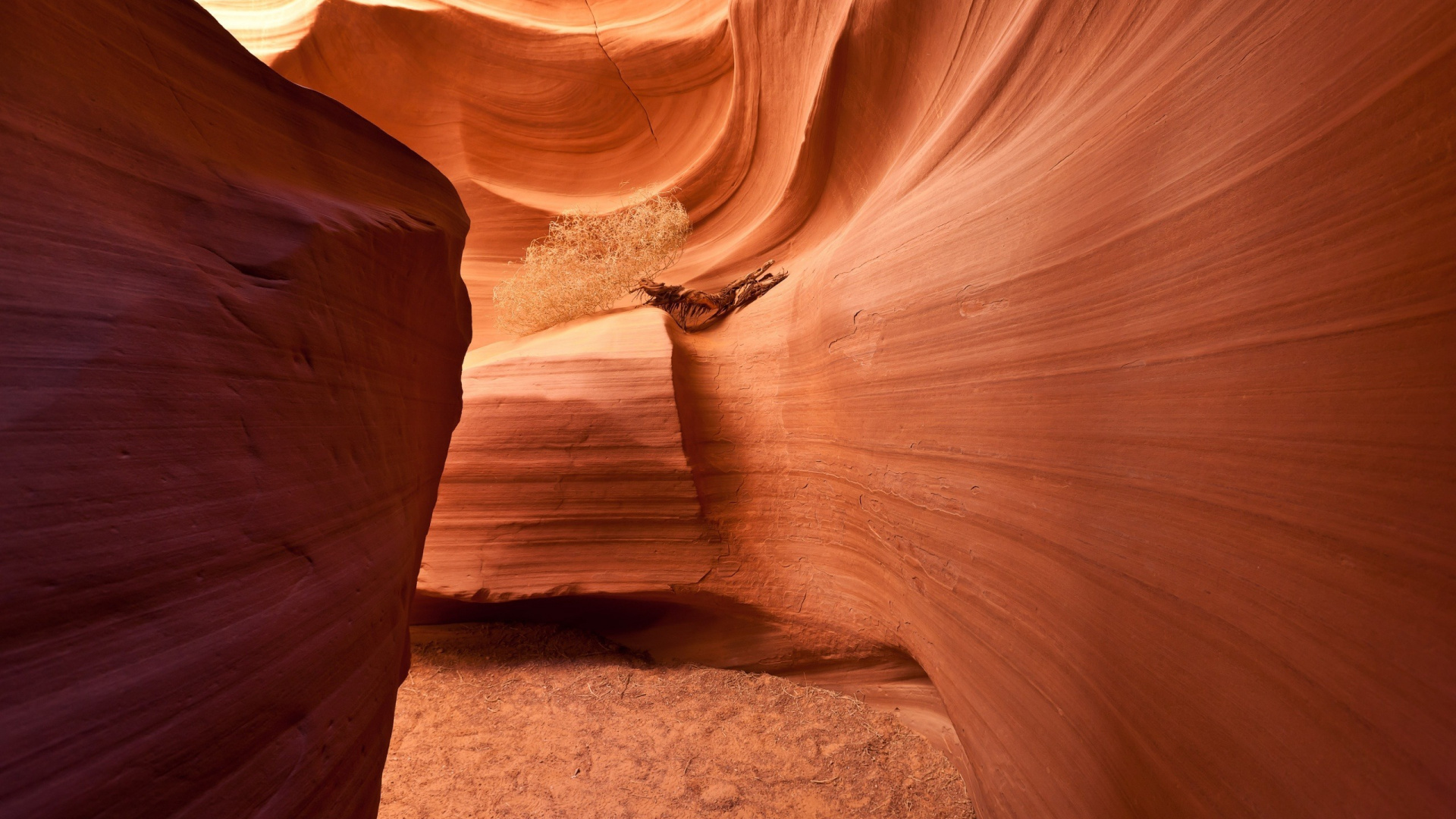 Обои каньон, каньон антилопы, формирование, Йеллоустонский Национальный парк, свет в разрешении 1920x1080