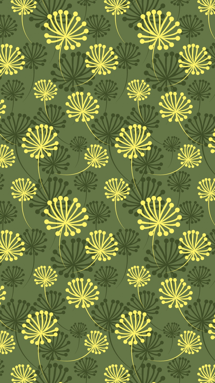 Обои узор, зеленый, орнамент, дизайн, текстура в разрешении 750x1334