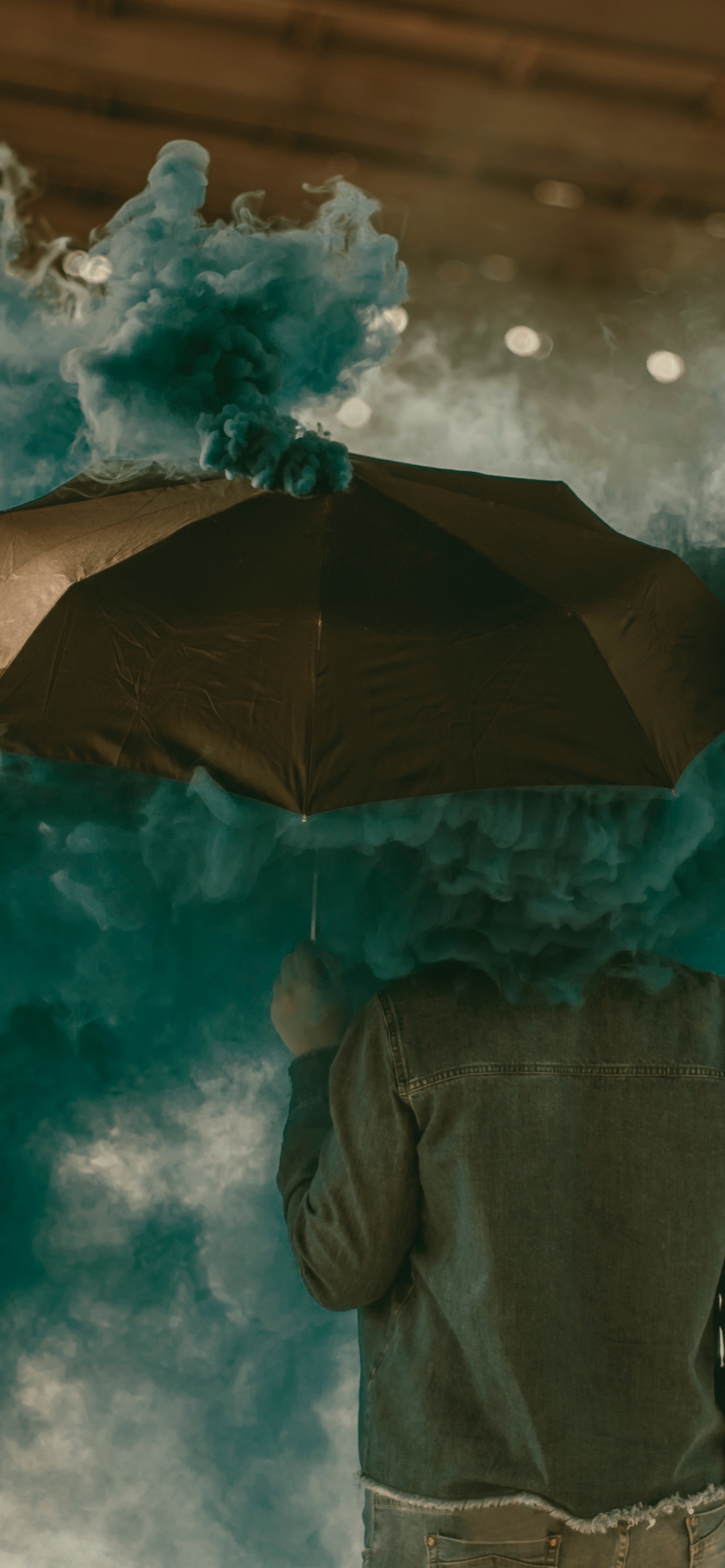 Обои цветной дым, цвет, мир, синий, бирюза в разрешении 1242x2688