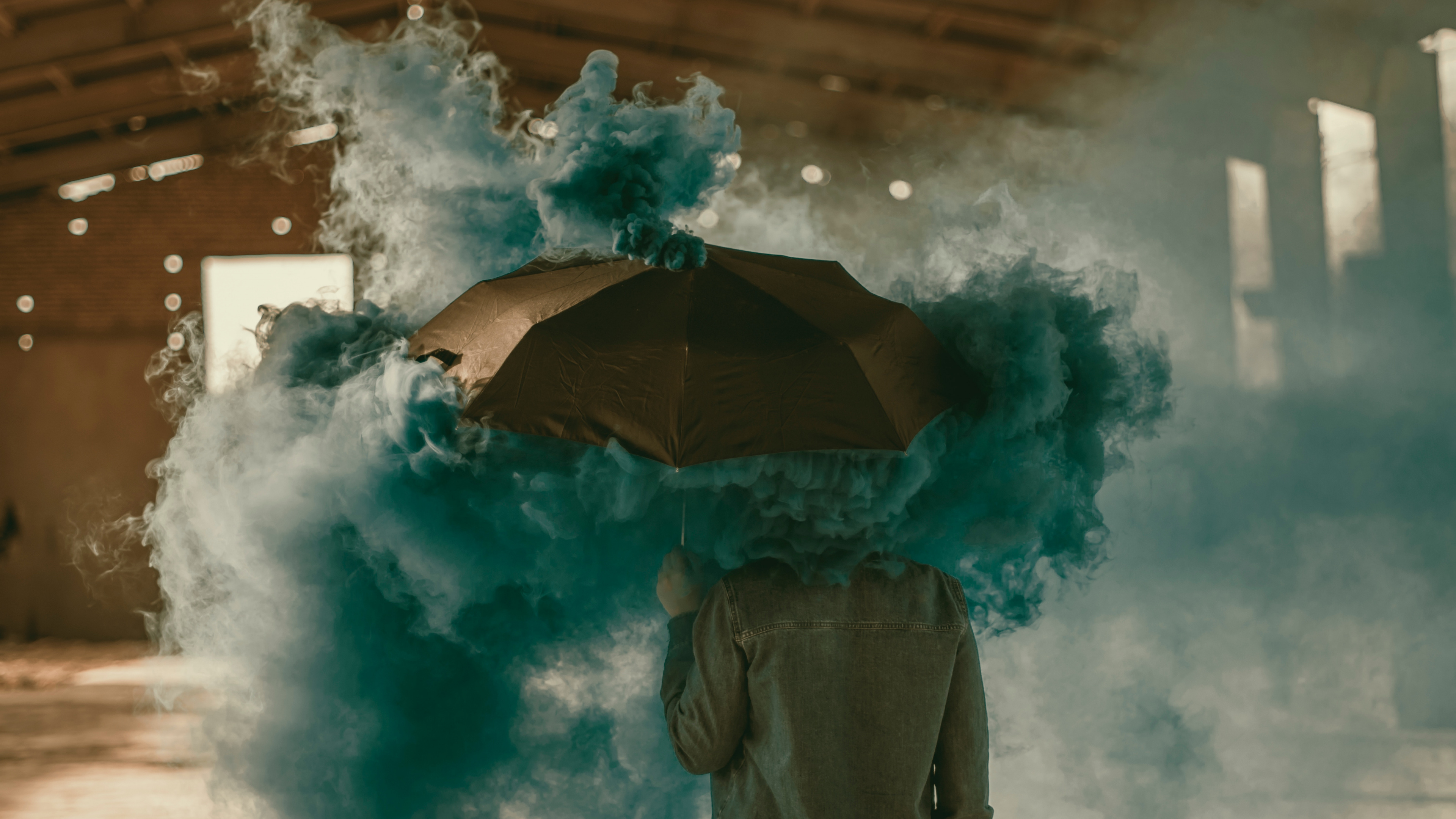 Обои цветной дым, цвет, мир, синий, бирюза в разрешении 3840x2160