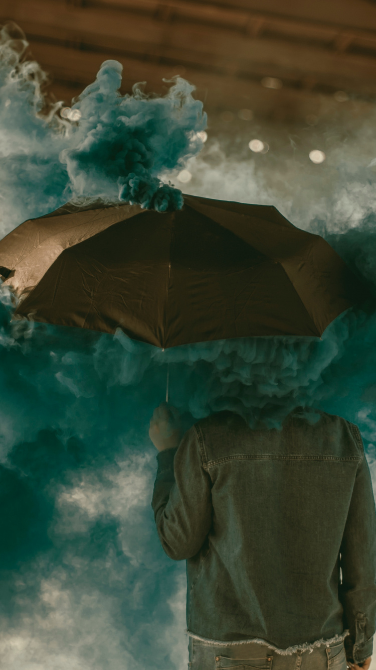 Обои цветной дым, цвет, мир, синий, бирюза в разрешении 750x1334