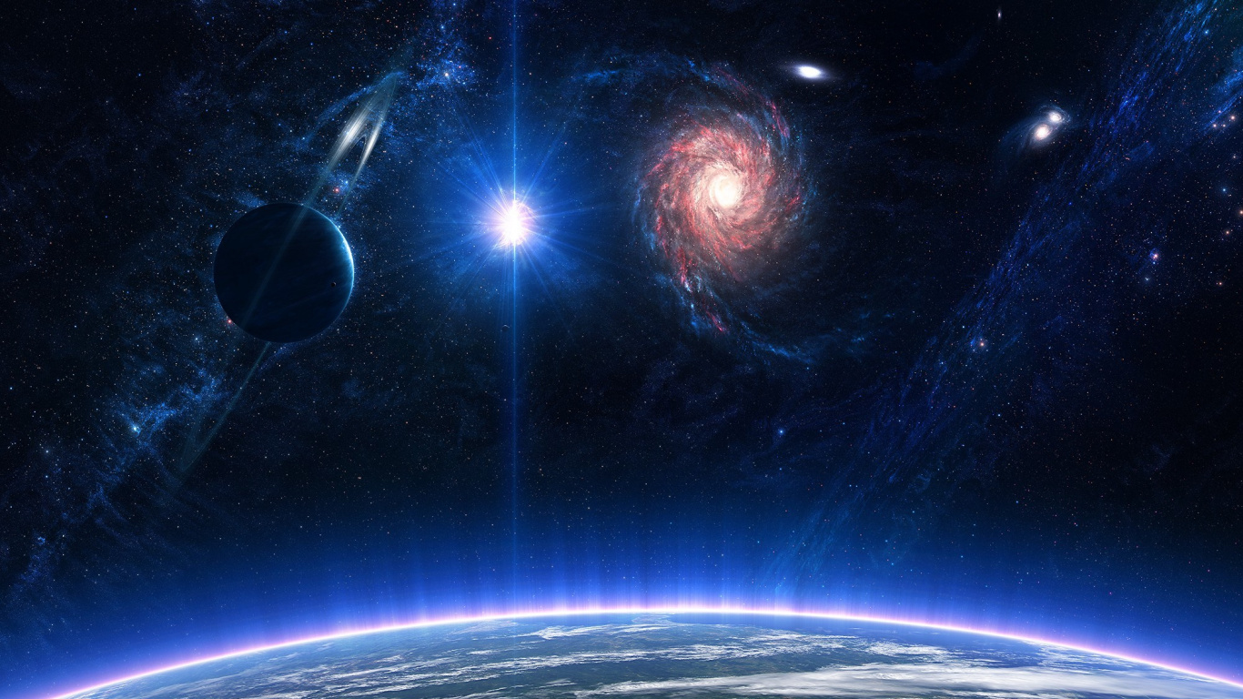 Обои космическое пространство, атмосфера, астрономический объект, космос, планета в разрешении 1366x768