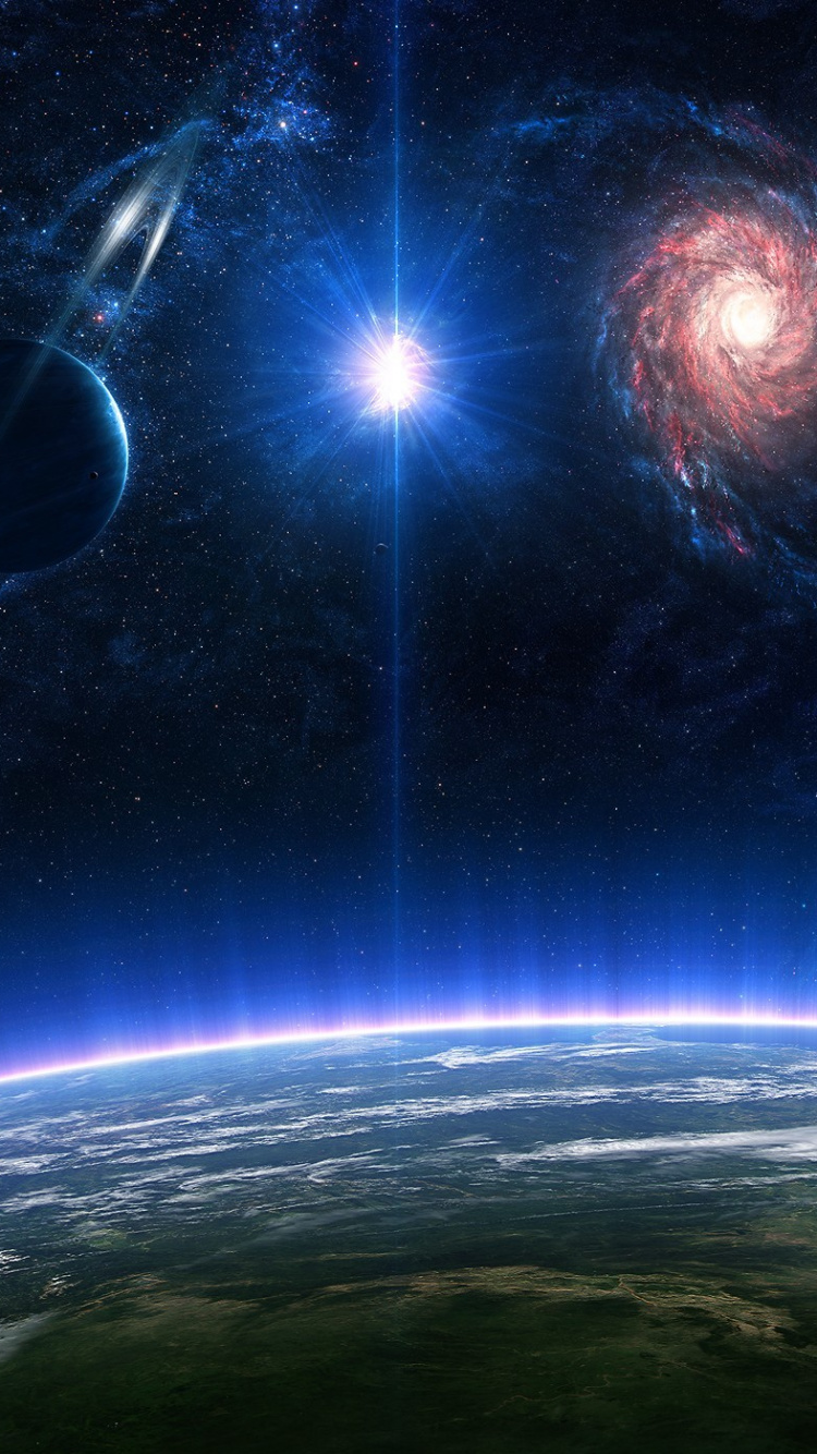 Обои космическое пространство, атмосфера, астрономический объект, космос, планета в разрешении 750x1334