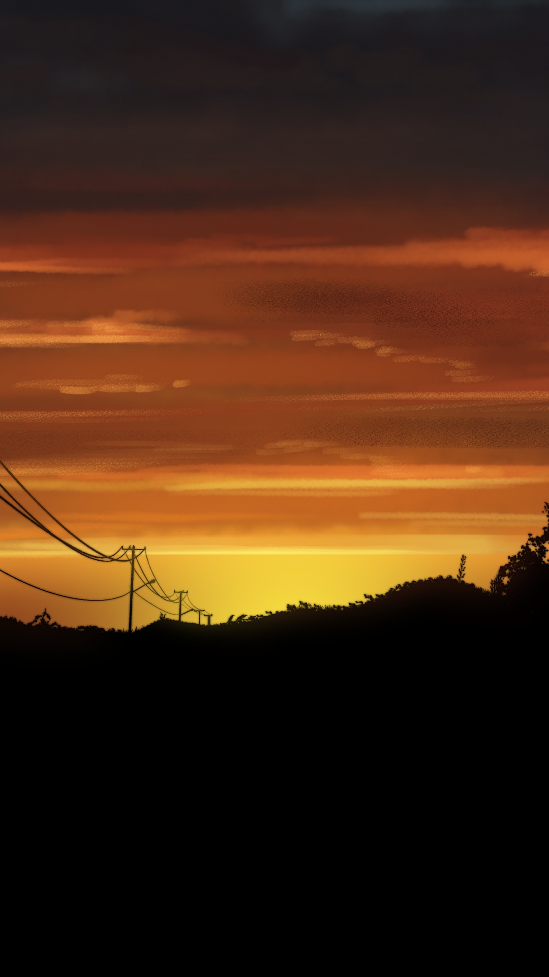 Обои природа, закат, ветвь, сумрак, облако в разрешении 1080x1920