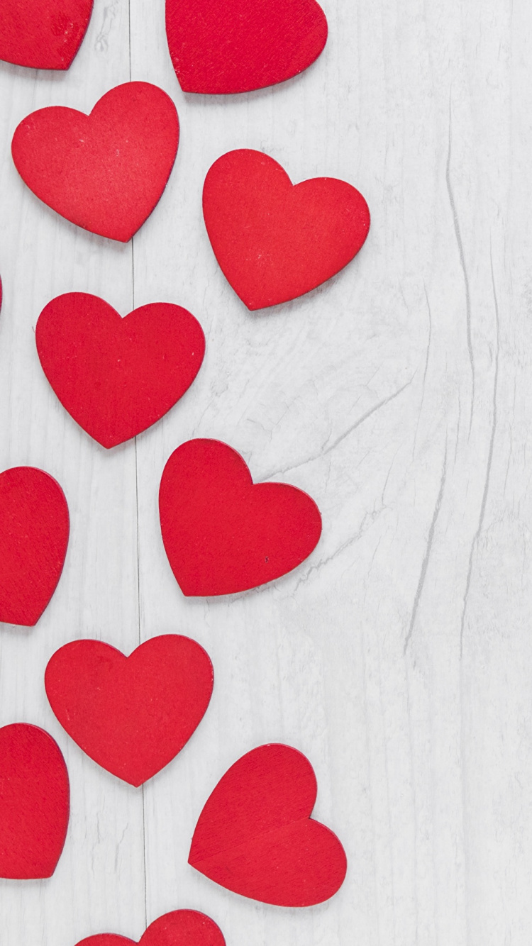 Обои День Святого Валентина, сердце, красный цвет, любовь, лепесток в разрешении 750x1334