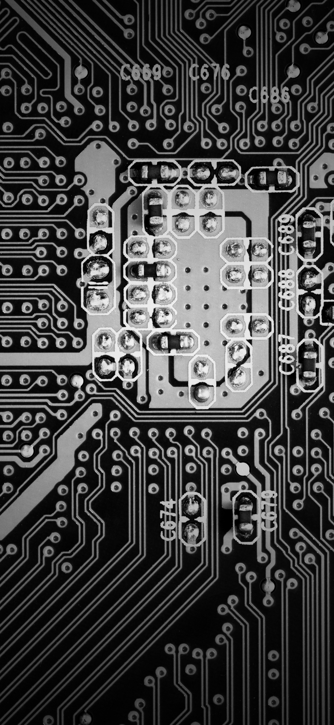 Обои электроника, текст, узор, монохромный, линия в разрешении 1125x2436