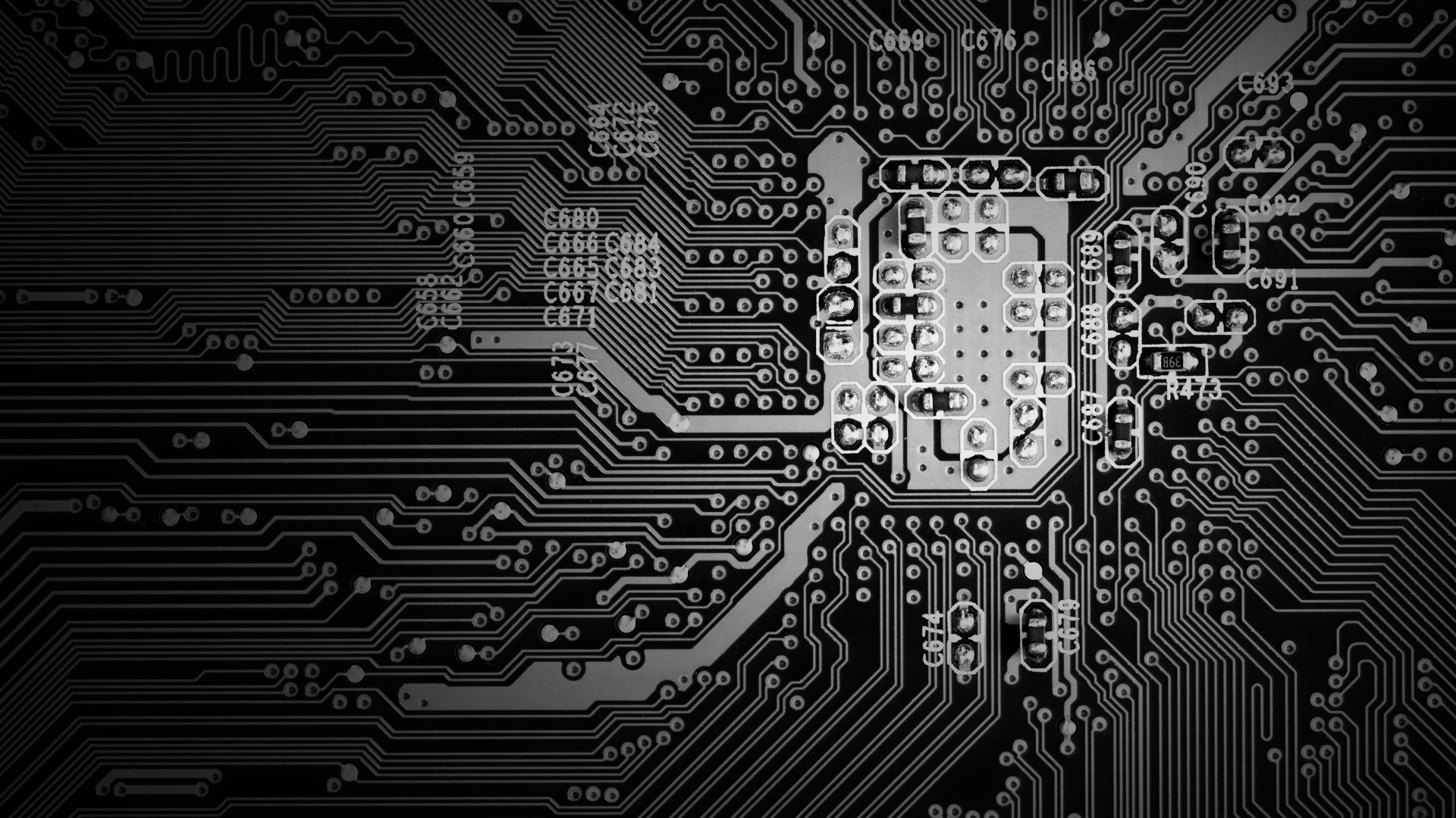 Обои электроника, текст, узор, монохромный, линия в разрешении 1920x1080