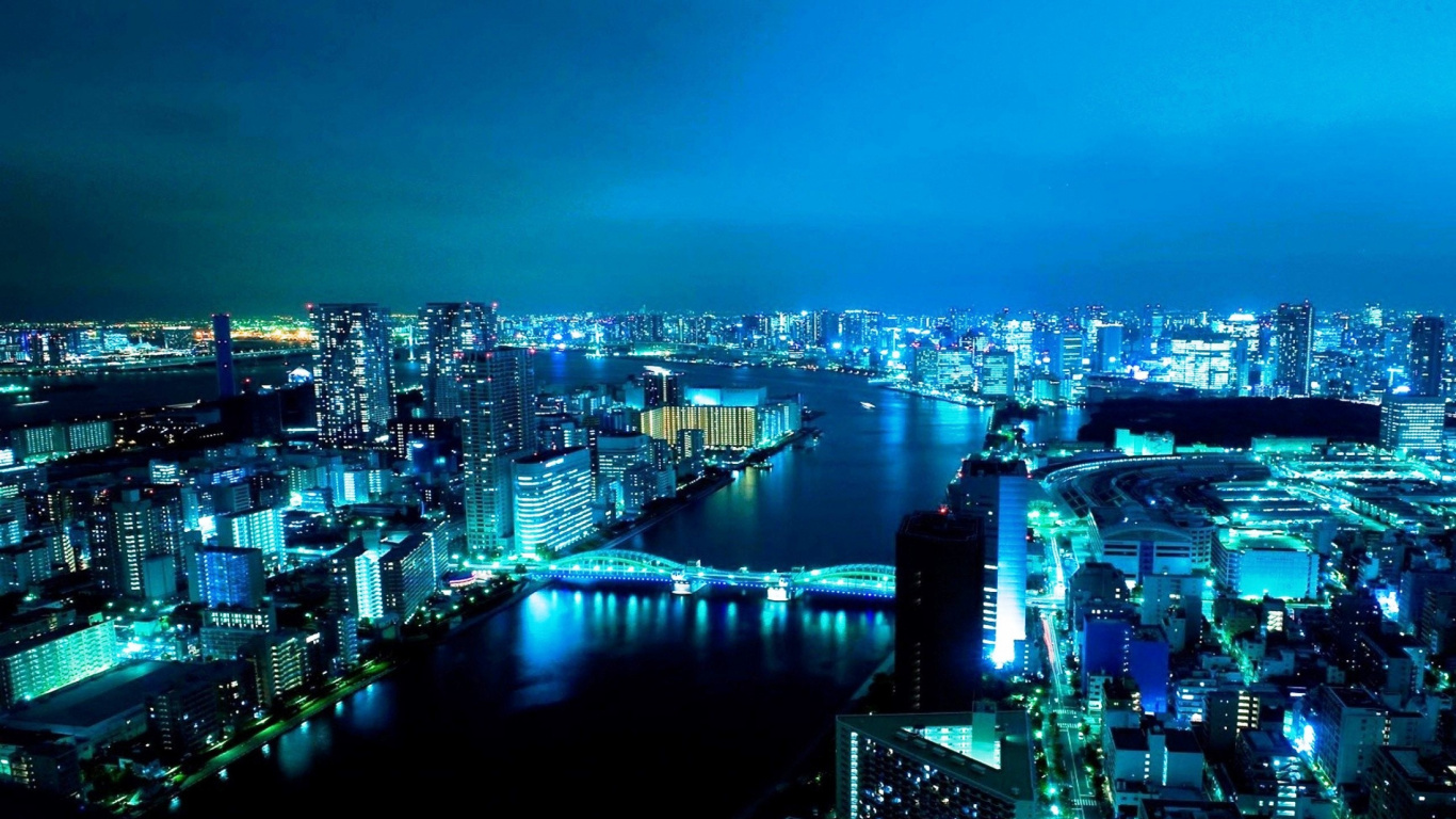 Обои Река Сумида, реки, городской пейзаж, город, метрополия в разрешении 1366x768