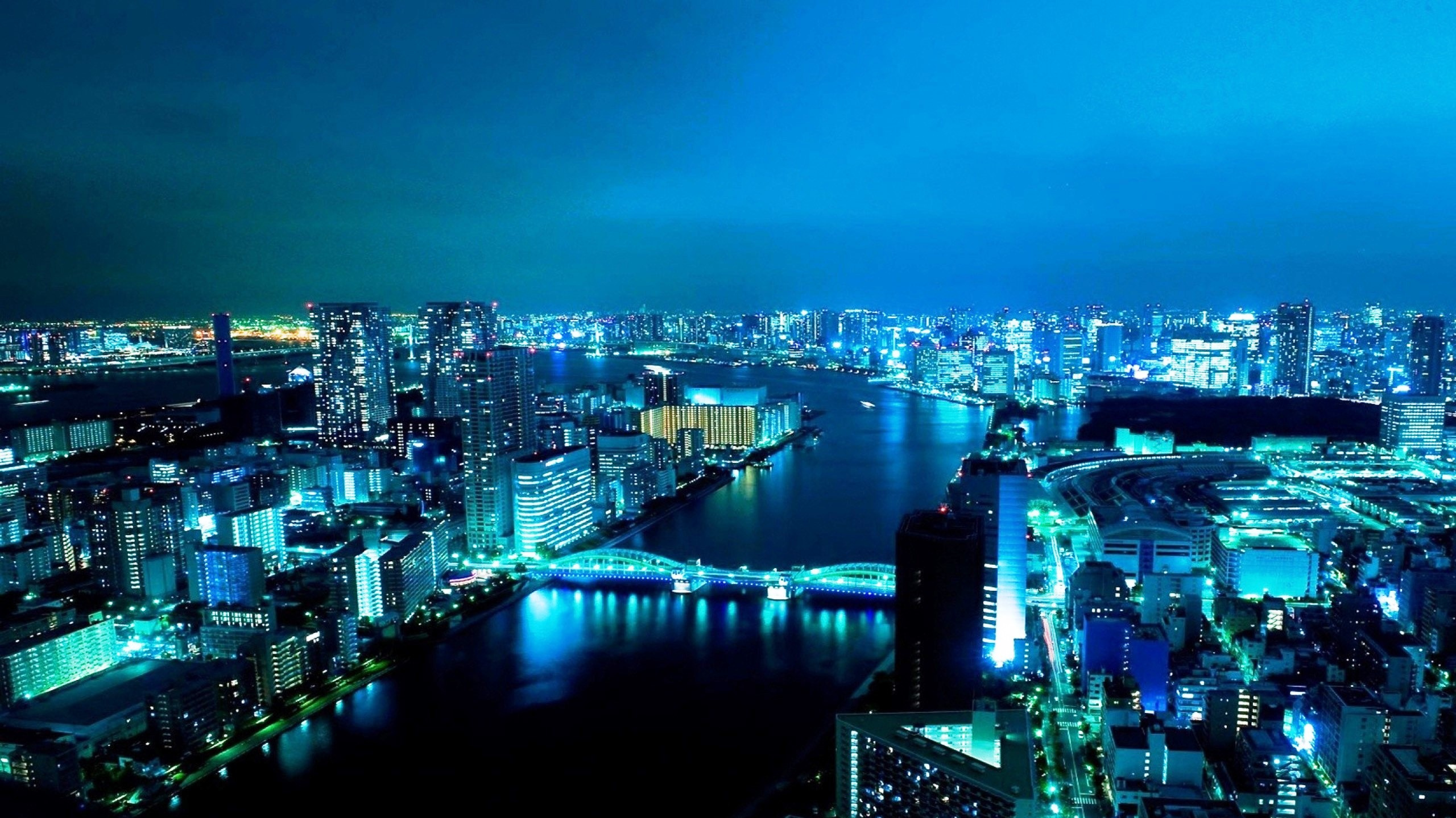 Обои Река Сумида, реки, городской пейзаж, город, метрополия в разрешении 2560x1440