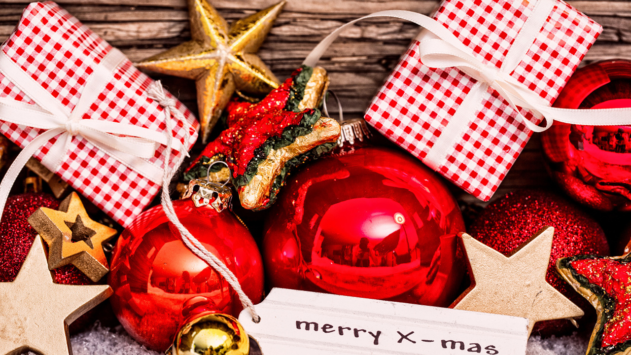 Обои Рождественский день, рождественский орнамент, Рождественские украшения, Рождество, праздник в разрешении 1280x720