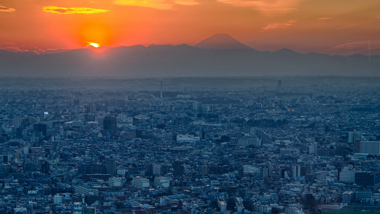 Обои горизонт, городской пейзаж, городской район, город, метрополия в разрешении 1280x720