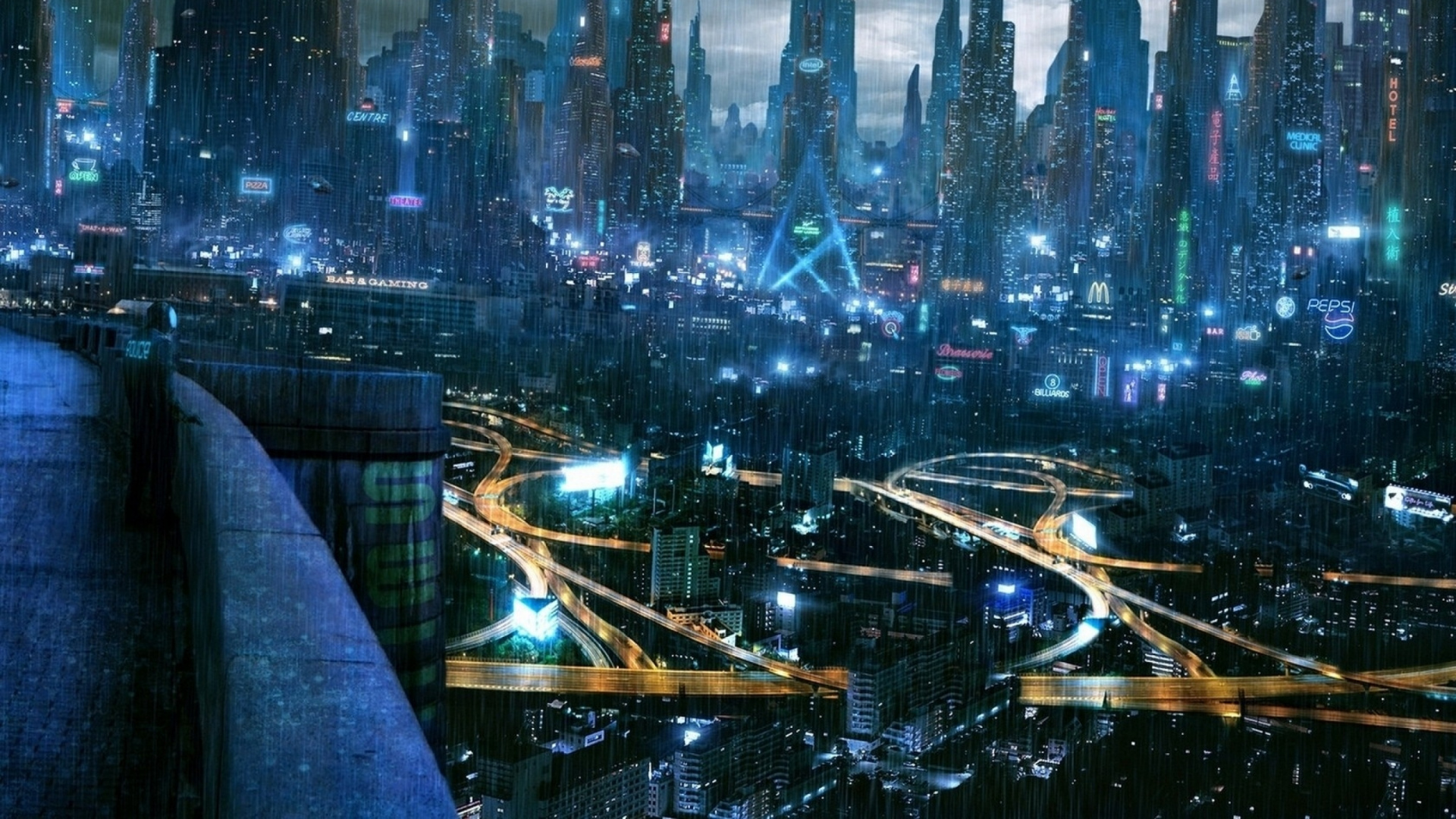 Обои Киберпанк, Киберпанк 2077, городской пейзаж, метрополия, город в разрешении 1920x1080