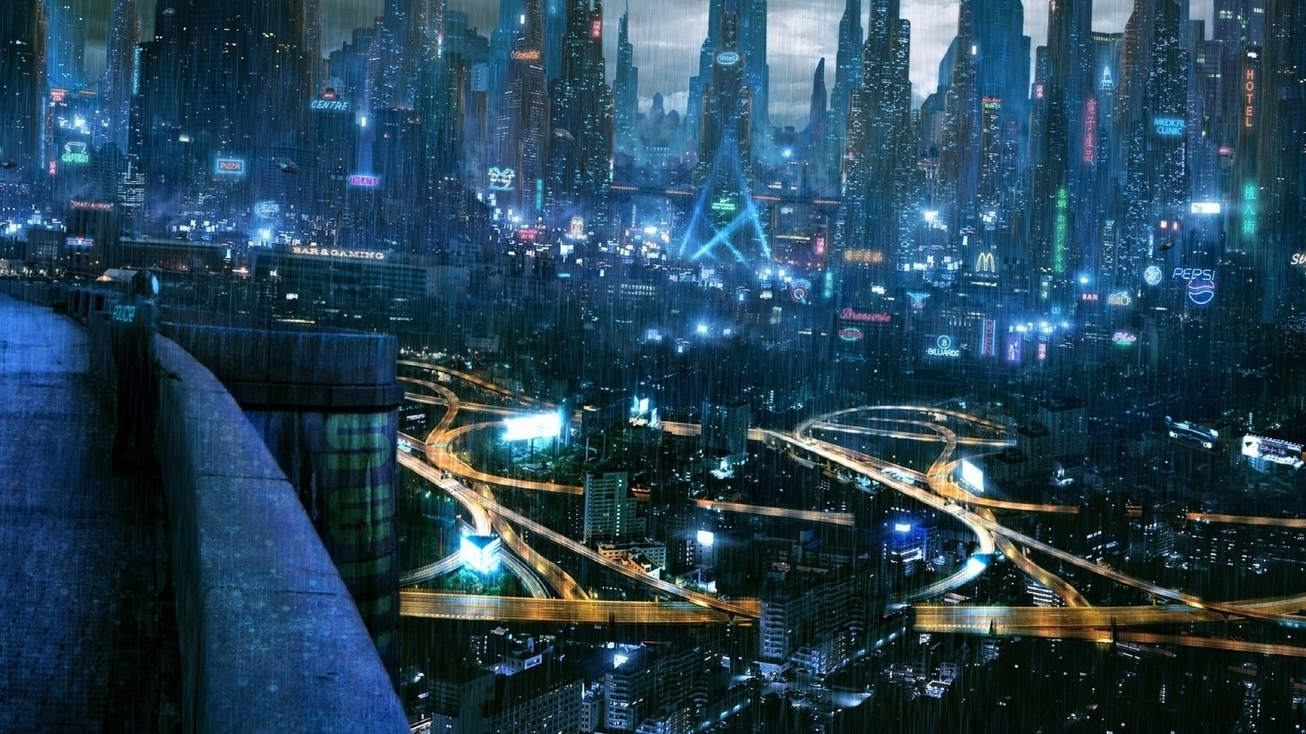 Обои Киберпанк, Киберпанк 2077, городской пейзаж, метрополия, город в разрешении 2560x1440