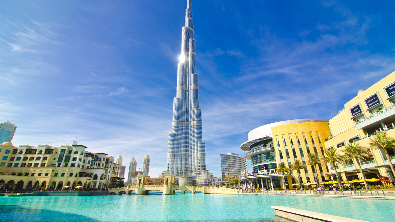 Обои Дубай Молл, Бурдж Халифа, достопримечательность, туризм, ориентир в разрешении 1280x720