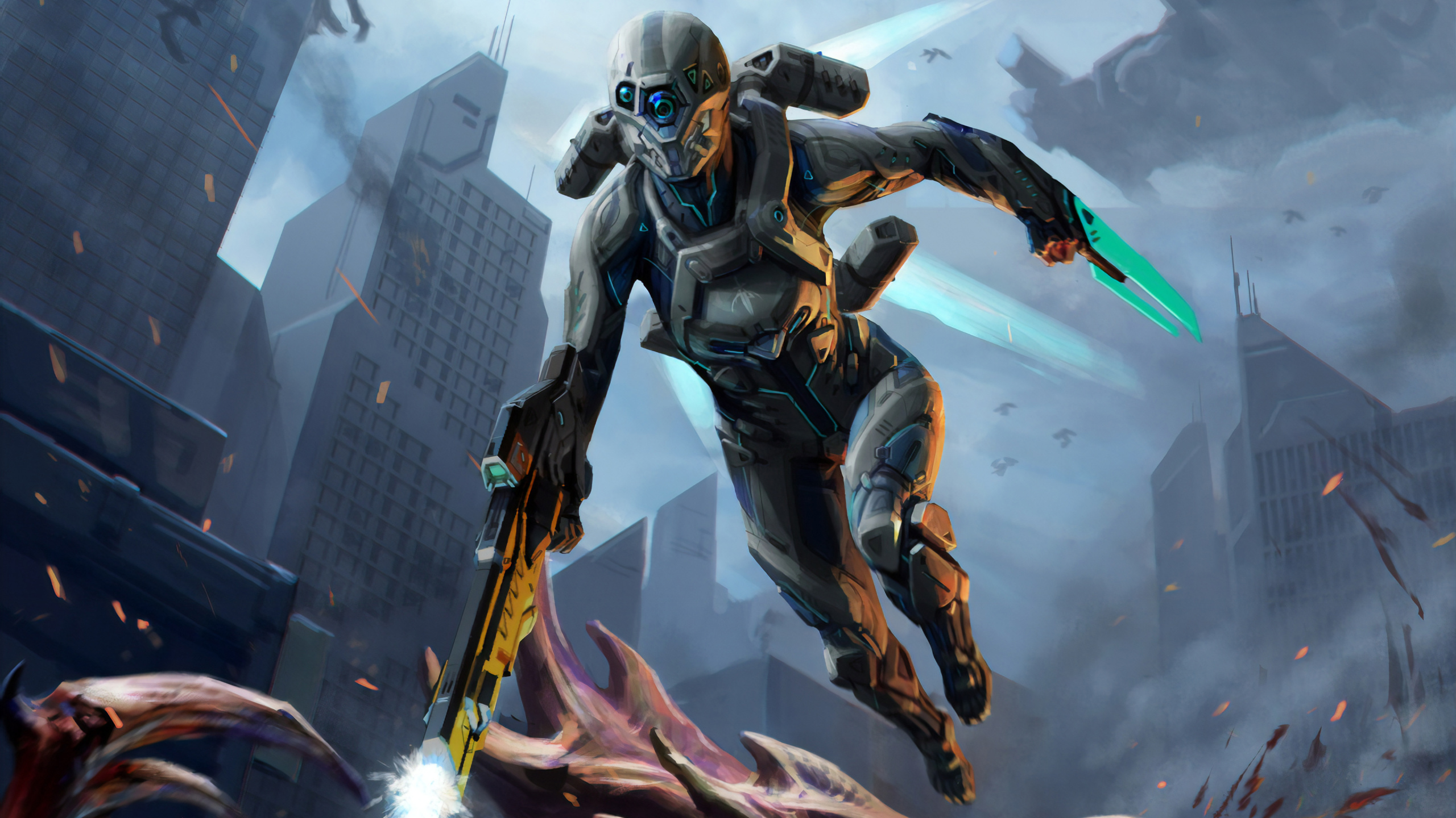 Обои компьютерная игра, игры, меха, иллюстрация, демон в разрешении 2560x1440