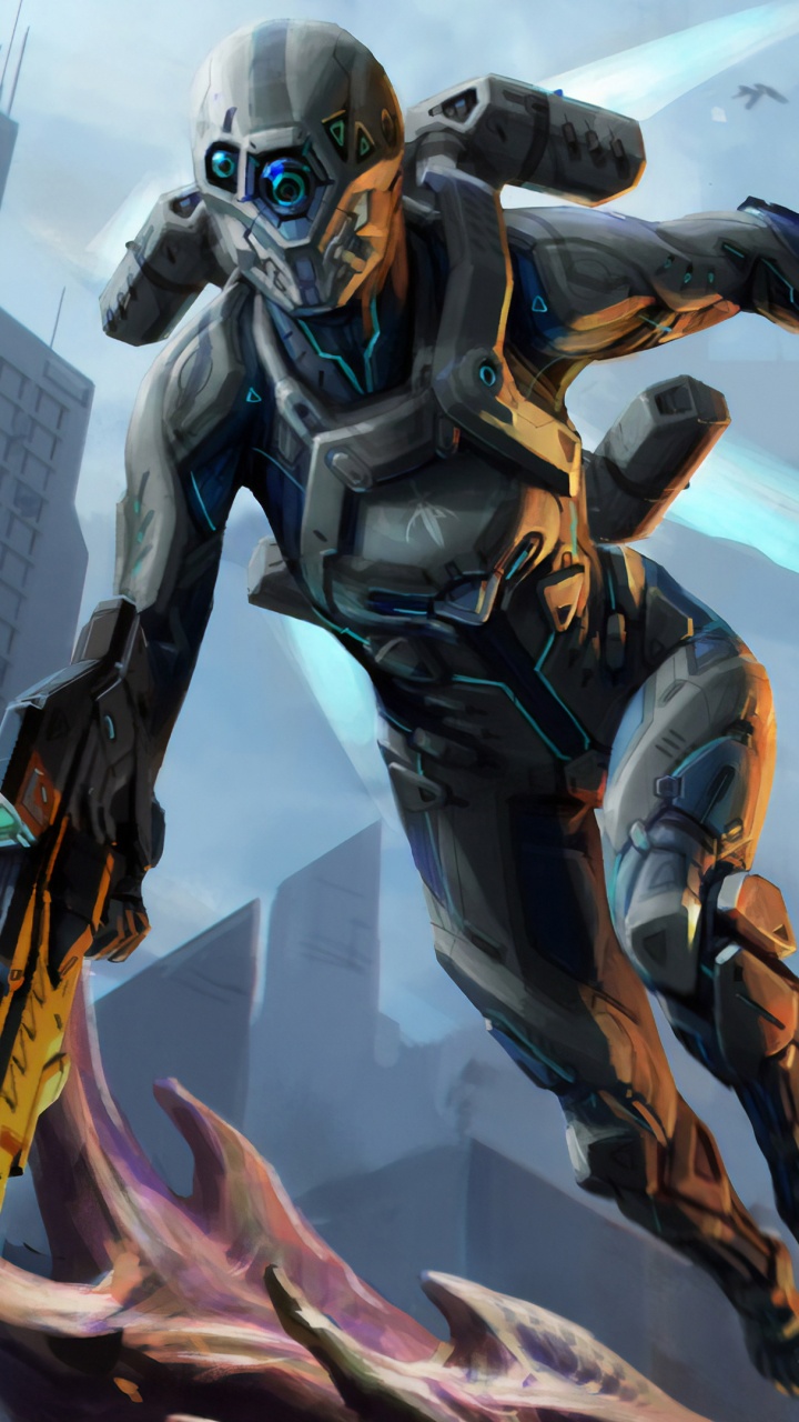 Обои компьютерная игра, игры, меха, иллюстрация, демон в разрешении 720x1280