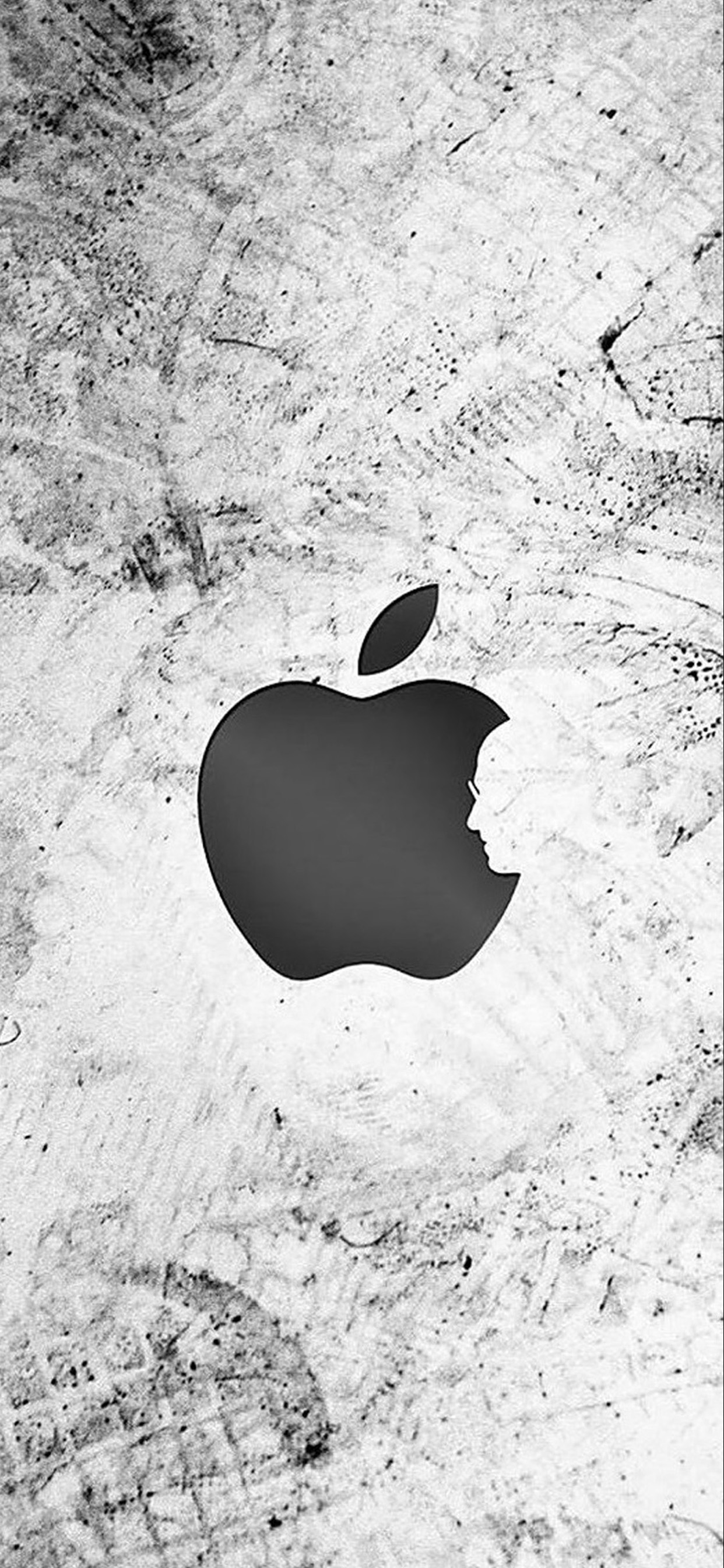 Обои apple, черный, белые, дерево, лист в разрешении 1242x2688