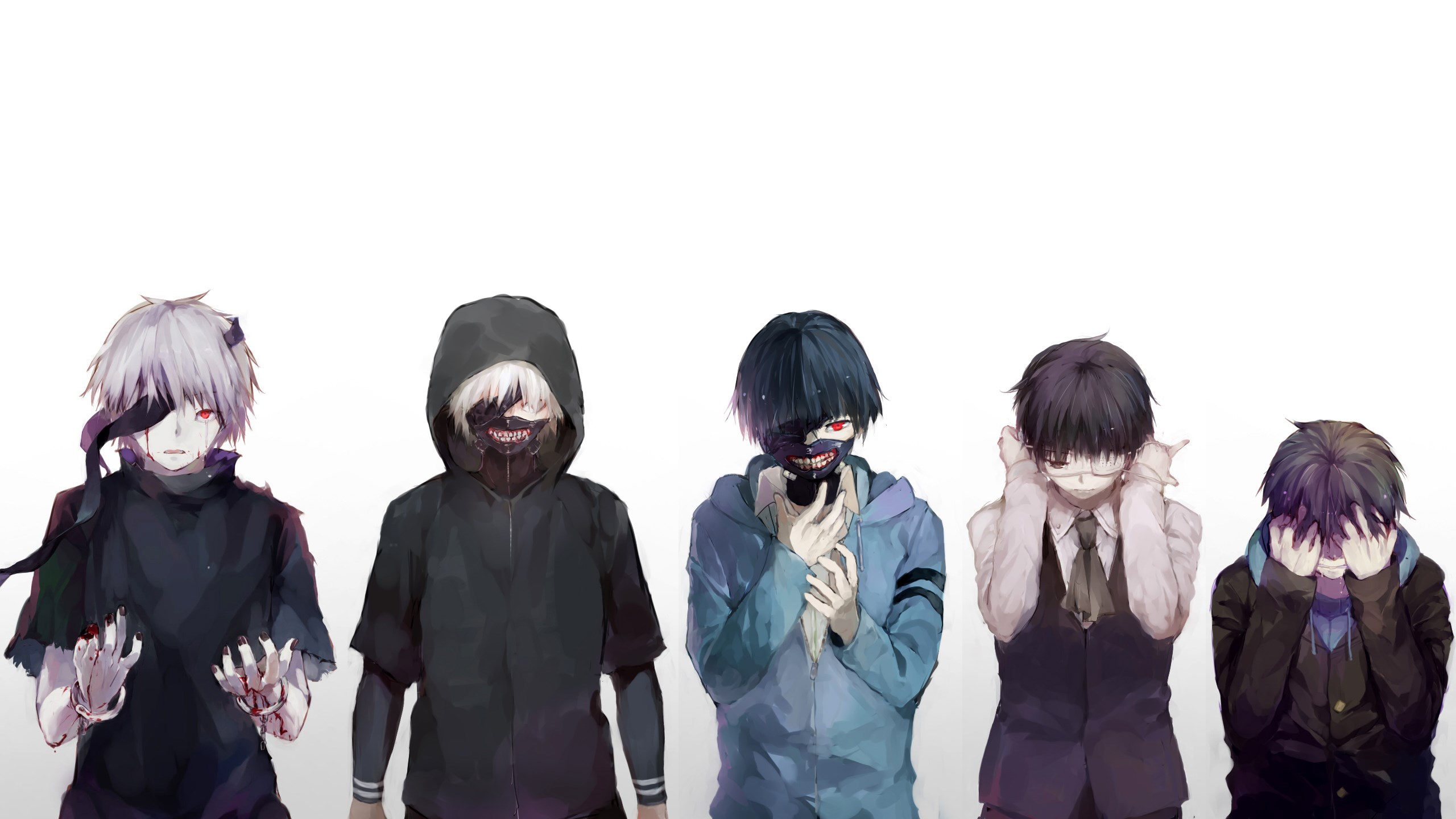 Обои Кен kaneki, Токио вурдалак, аниме, трансформация Токио вурдалак  Kaneki, характер WQHD, QHD, 16:9 бесплатно, заставка 2560x1440 - скачать  картинки и фото