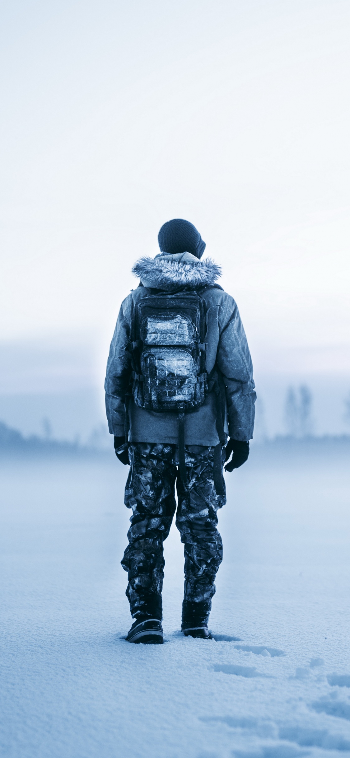 Обои зима, Арктика, средства защиты, снег, лед в разрешении 1125x2436