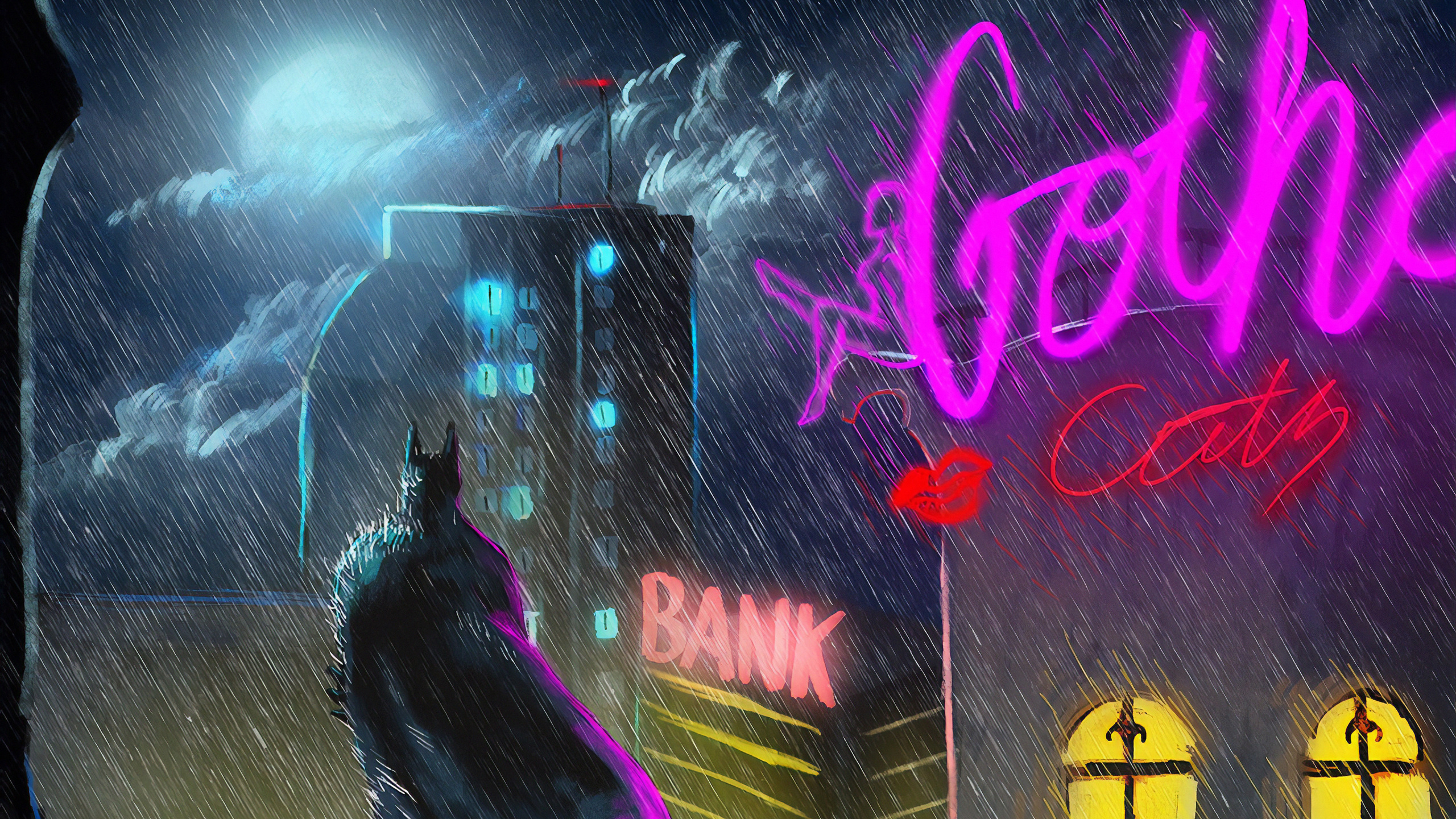 Обои графика, граффити, комиксы, темнота, пурпурный цвет в разрешении 2560x1440