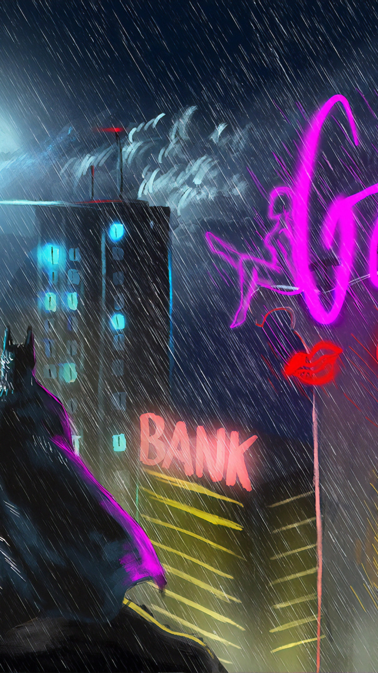 Обои графика, граффити, комиксы, темнота, пурпурный цвет в разрешении 750x1334