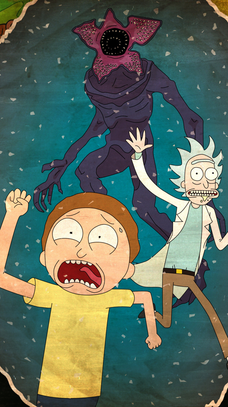 Обои Морти Смит, Рик Санчез, иллюстрация, арт, мультфильм в разрешении 750x1334