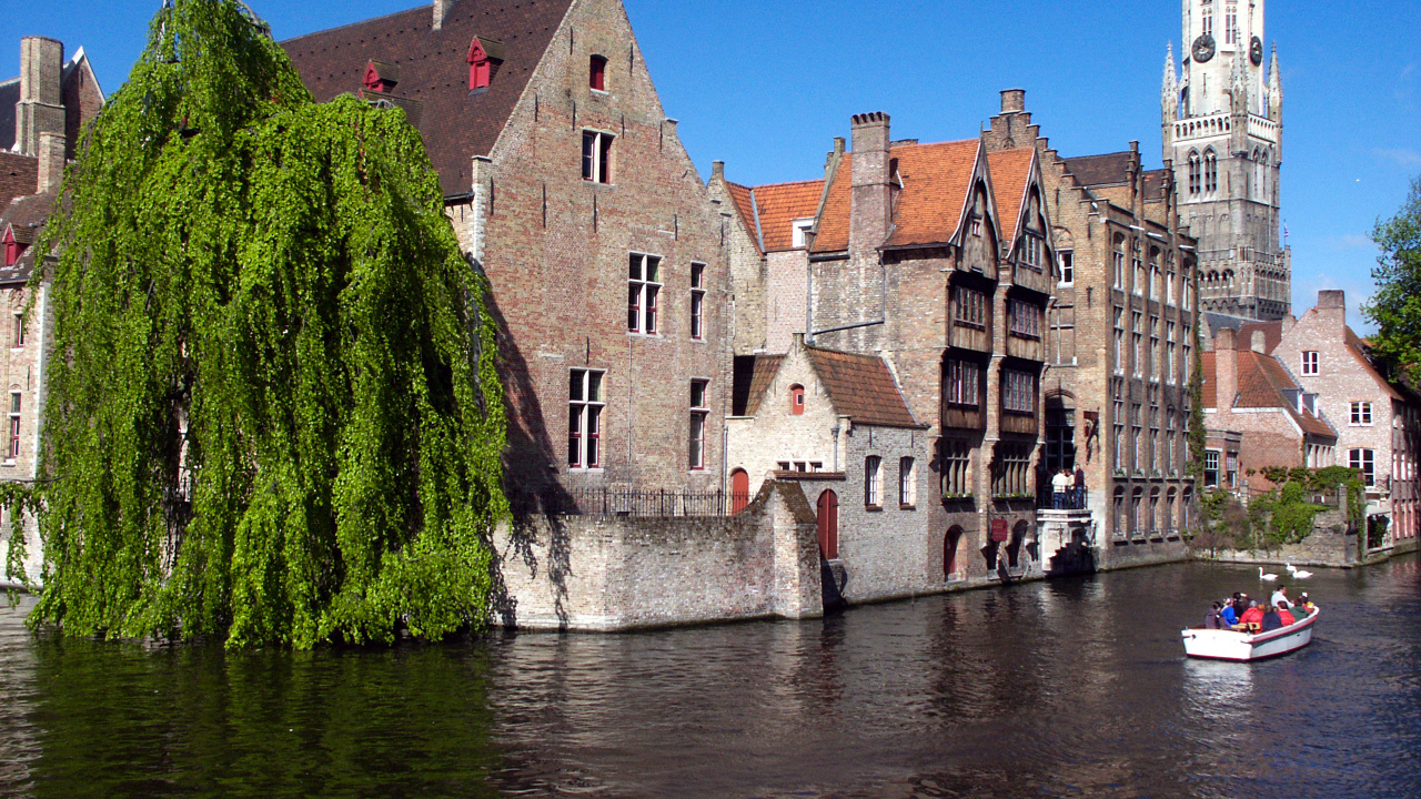 Обои путешествие, водный путь, канал, городок, вода в разрешении 1280x720