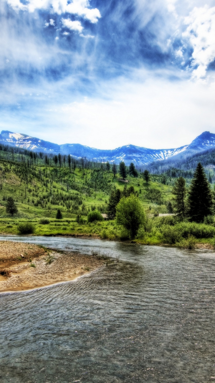 Обои гора, природа, реки, нагорье, горный рельеф в разрешении 750x1334