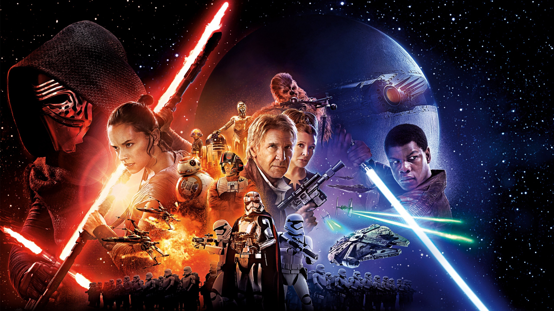 Обои Дэйзи Ридли, Звездные войны пробуждение силы, Люк Скайуокер, Звездные Войны Последний Джедай, Звездные войны Эпизод IV - Новая Надежда в разрешении 1920x1080