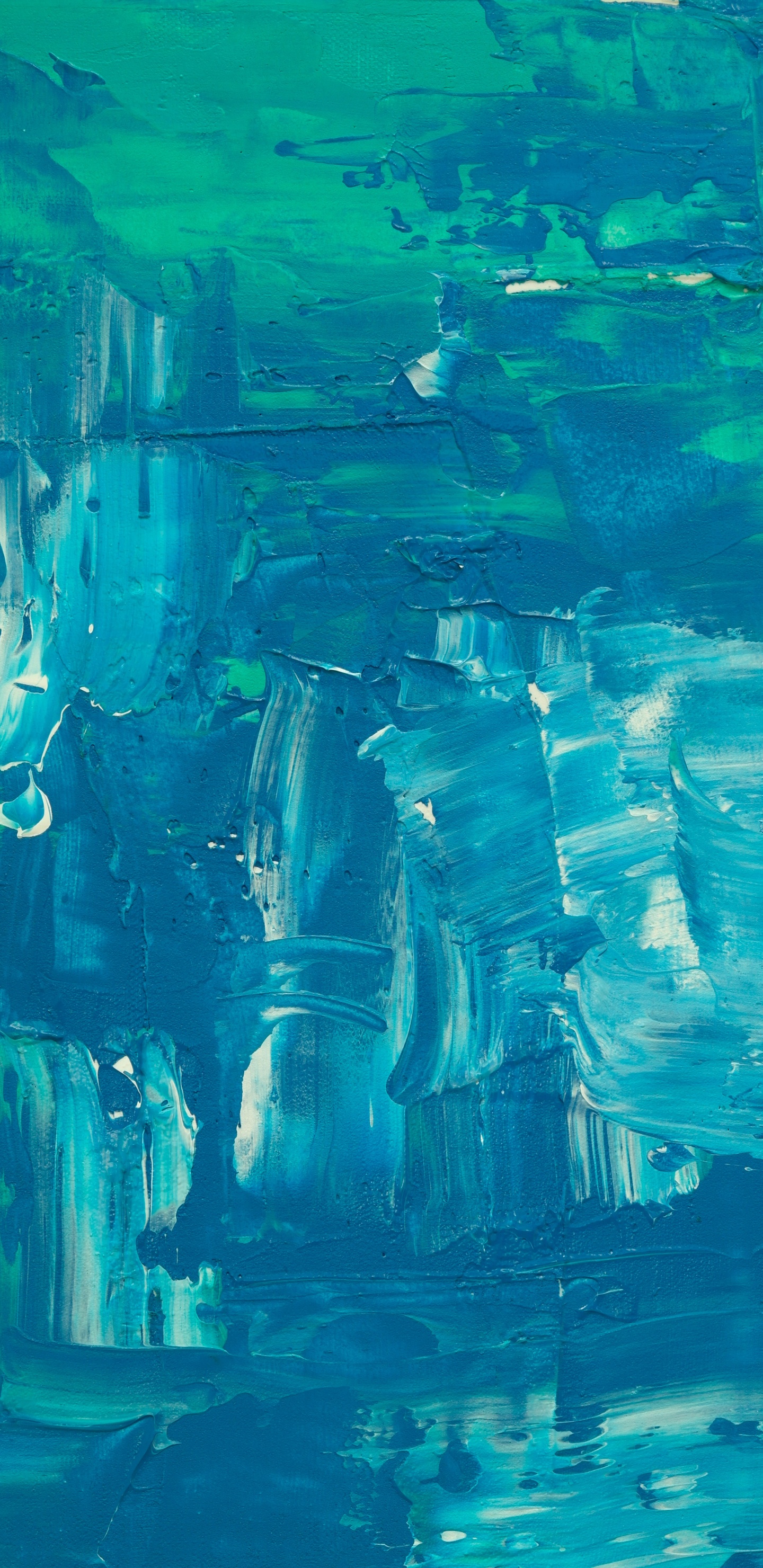 Обои живопись, арт, синий, Аква, бирюза в разрешении 1440x2960