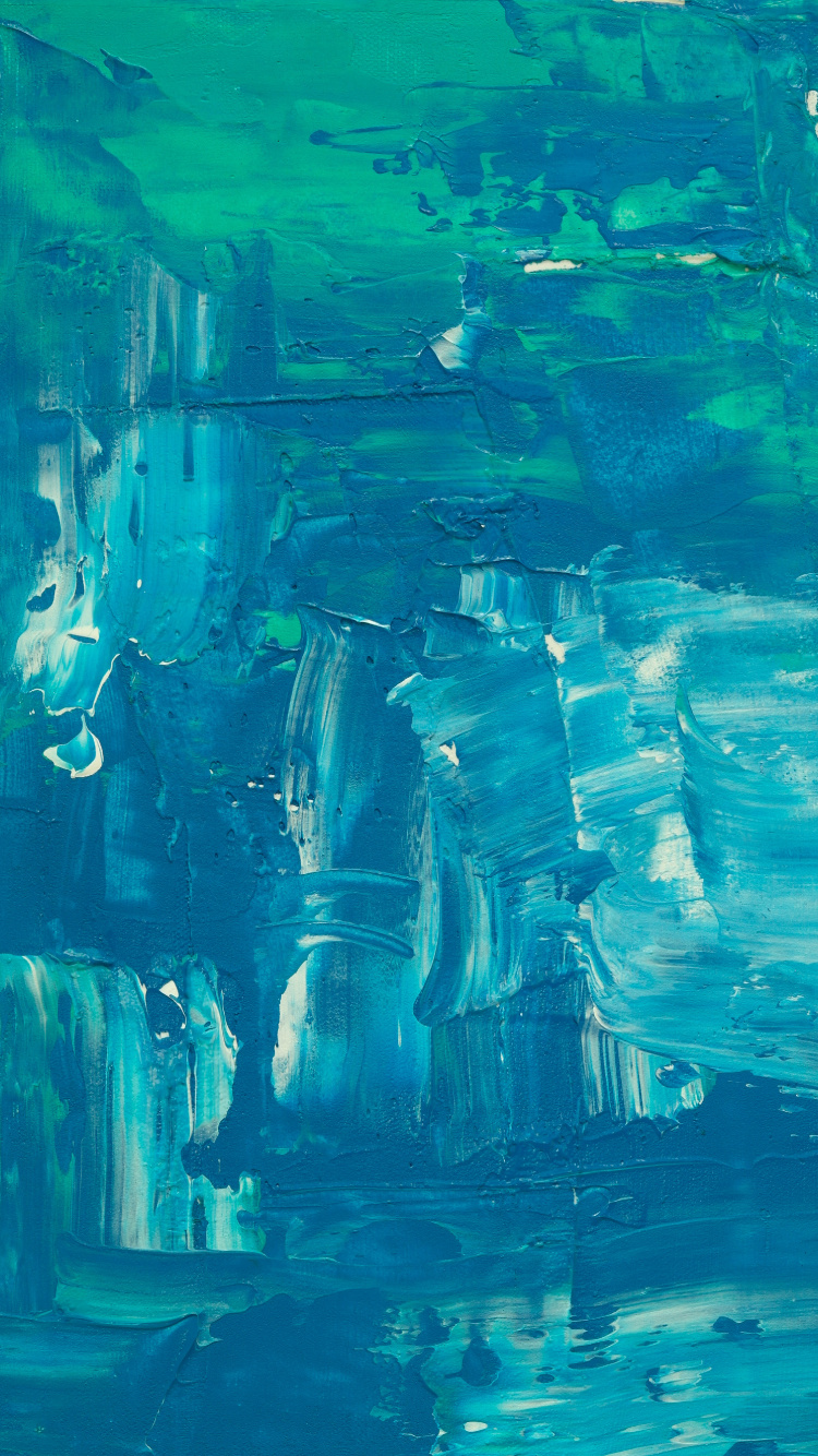 Обои живопись, арт, синий, Аква, бирюза в разрешении 750x1334
