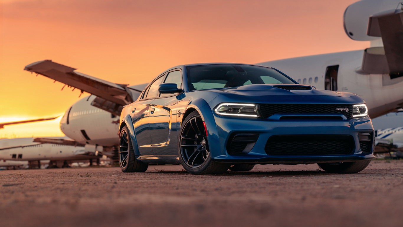 Обои dodge charger srt hellcat широкоформатный, Dodge Charger SRT Hellcat 2020 года, dodge, Dodge Charger Scat Pack 2020 года, легковые автомобили в разрешении 1366x768