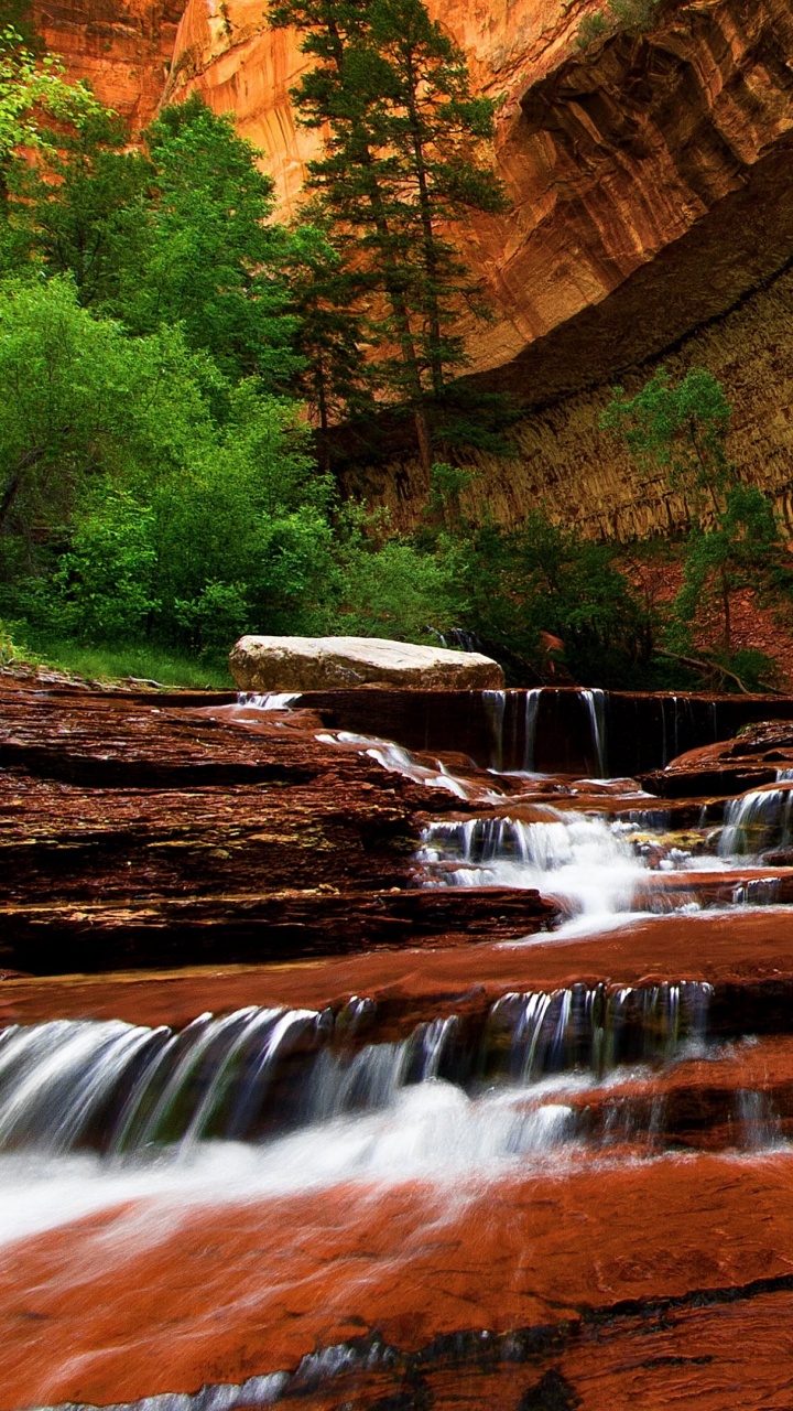 Обои природа, водоток, водопад, водоем, вода в разрешении 720x1280