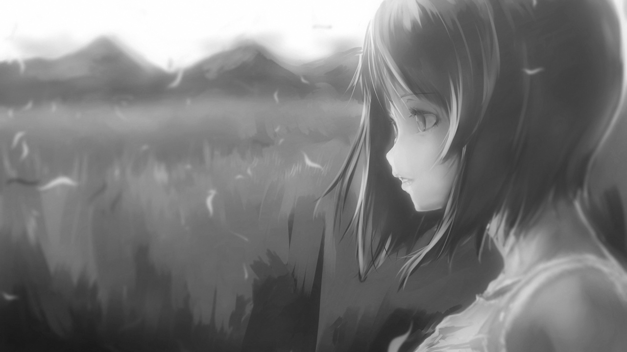 Обои аниме, Манга, черный, красота, девушка в разрешении 1280x720