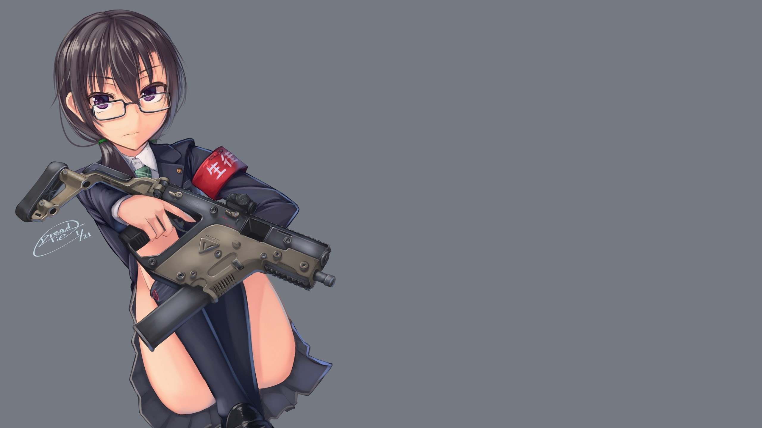 Обои аниме, пушка, статуэтка, орудие, характер в разрешении 2560x1440