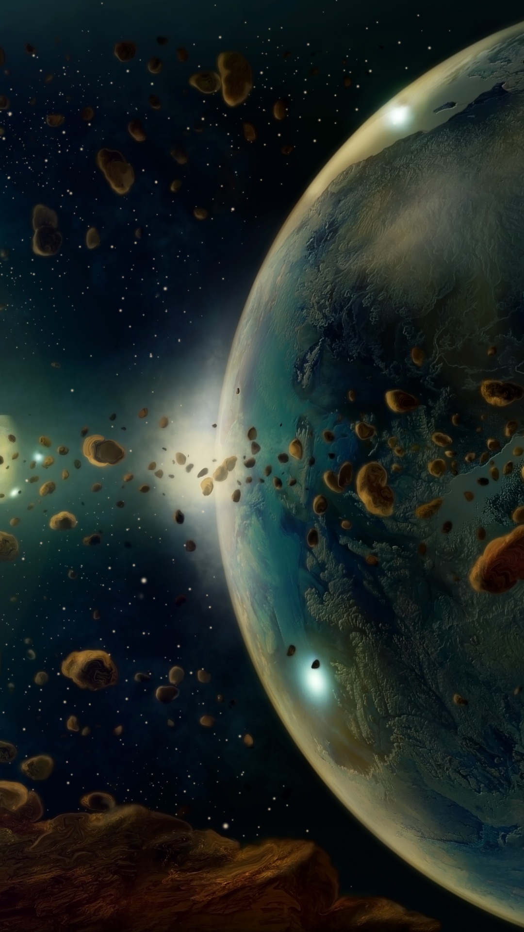 Обои астероид, планета, земля, космическое пространство, астрономический объект в разрешении 1080x1920