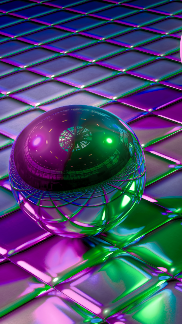 Обои арт, зеленый, пурпур, сфера, симметрия в разрешении 750x1334