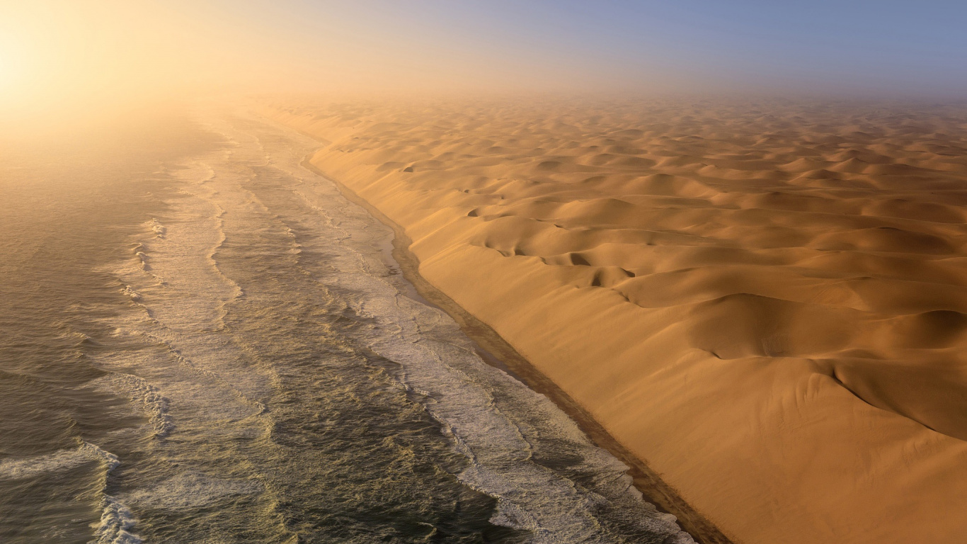 Обои эрг, пустыня, Вади, песок, горизонт в разрешении 1366x768