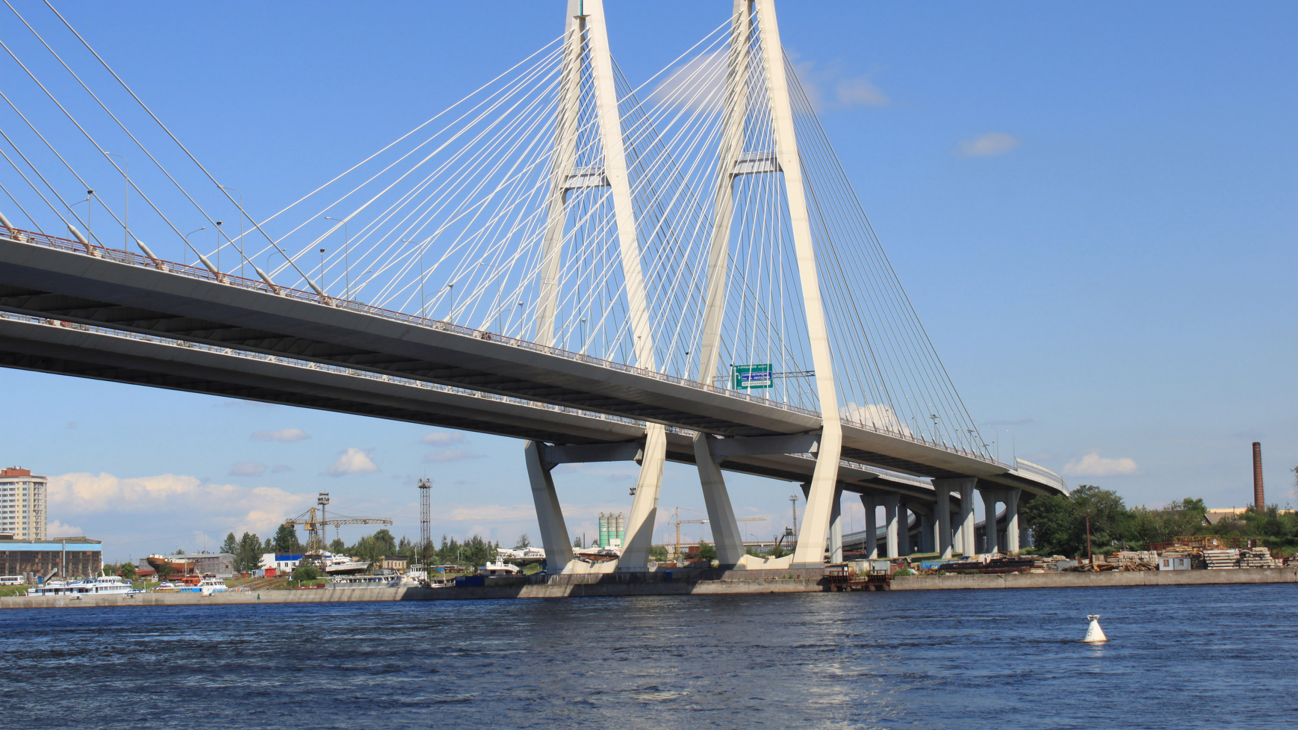 Обои вантовый мост, мост, extradosed мост, подвесной мост, воздушная линия в разрешении 2560x1440