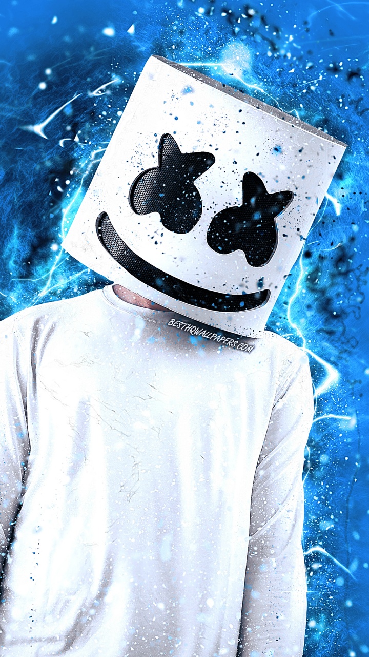 Обои диджей marshmello, родина, синий, иллюстрация, графический дизайн в разрешении 720x1280