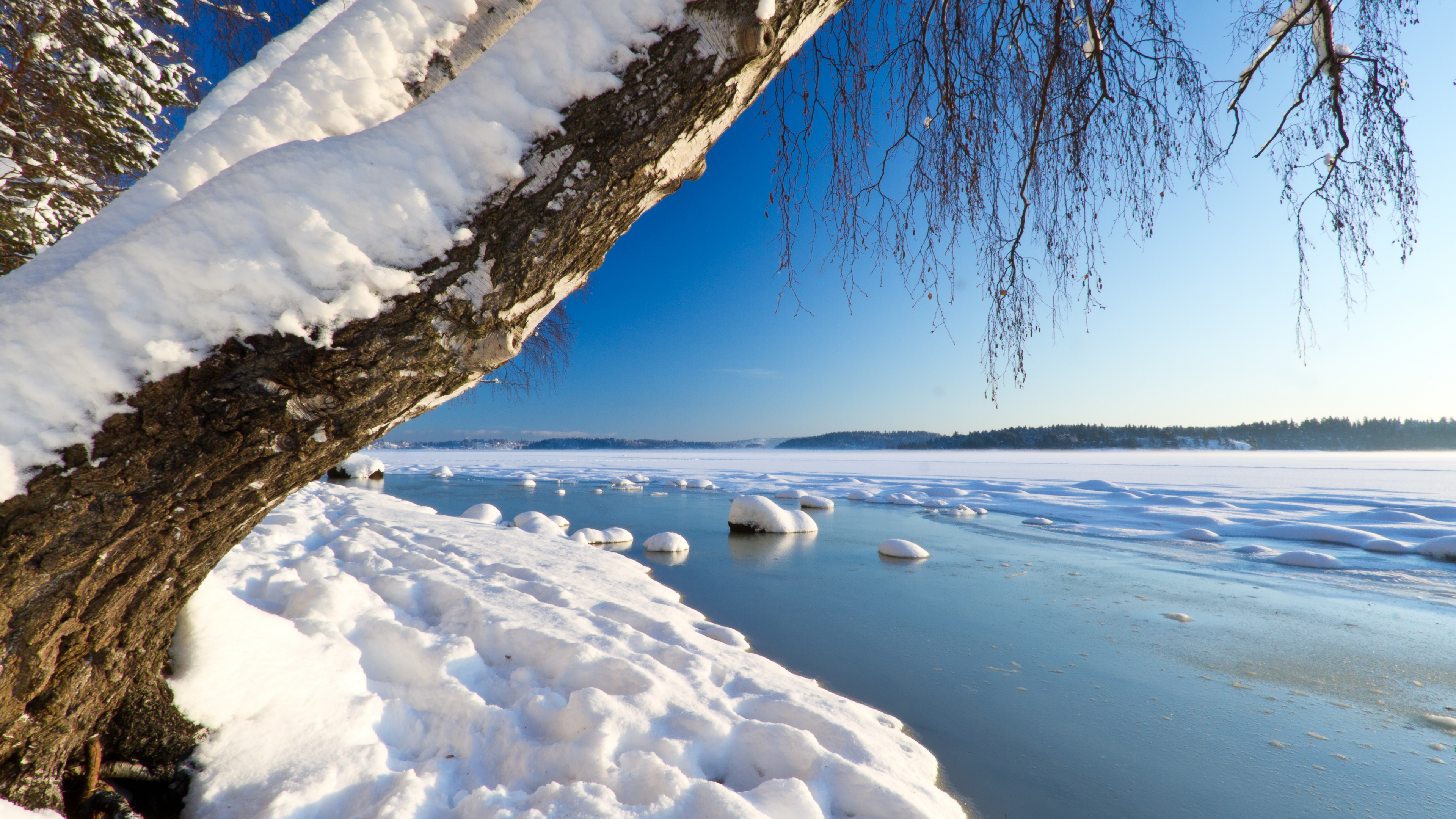 Обои зима, снег, природа, замораживание, лед в разрешении 3840x2160